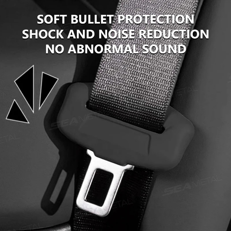 SEAMETAL Car Seat Belt Buckle Protector Cover 2Pcs Soft Silicone Anti-Collision