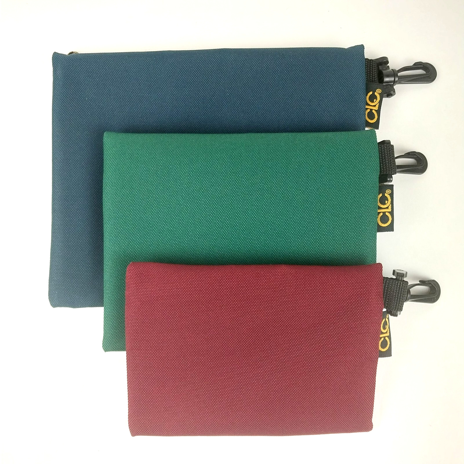 CLC 3-Pc Zippered Clip-On Utility Pouch Caddy Set -Durable & Water Resistant