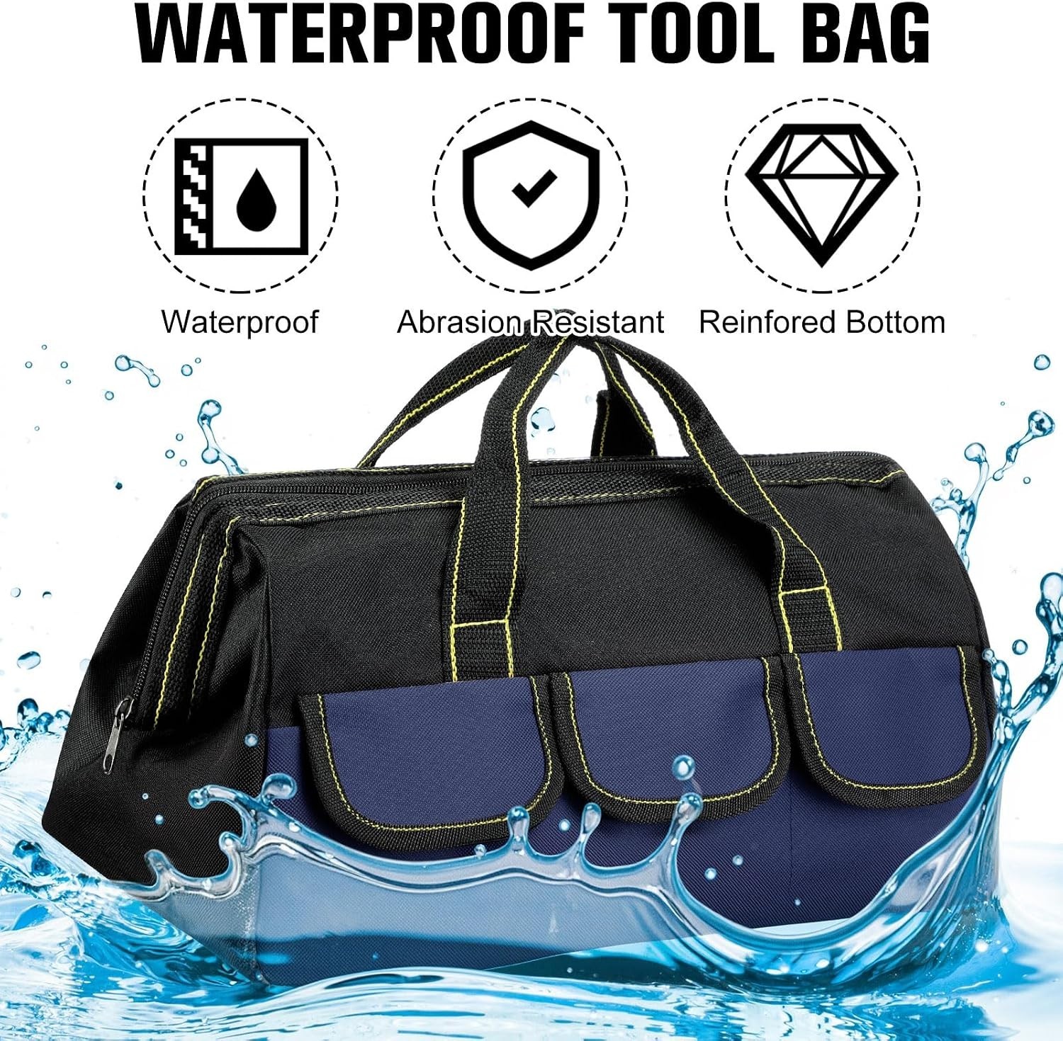 3 Pack Waterproof Tool Bag Set – Black/Red/Blue 16 Inch