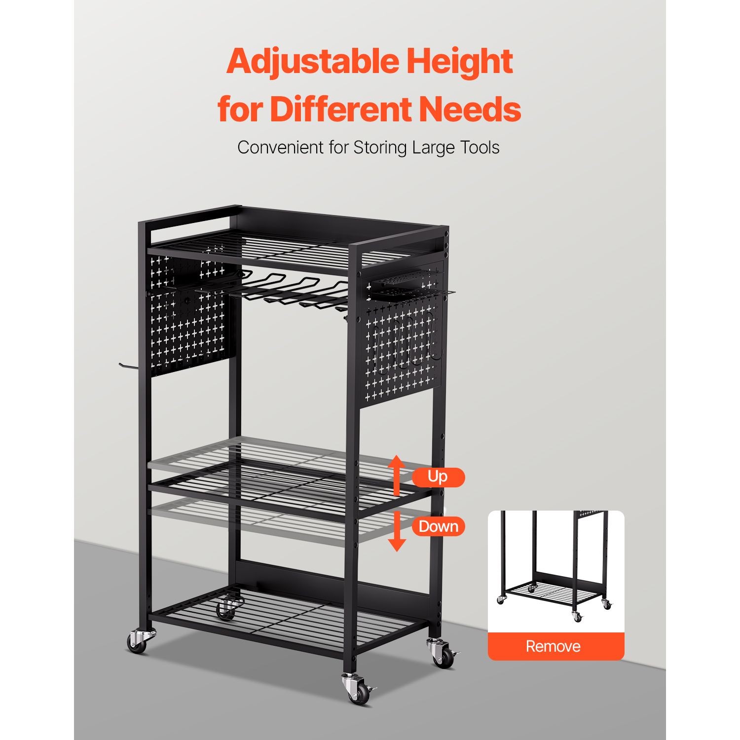 4 – Tier Rolling Tool Cart, 150 lbs Capacity, Heavy Duty Garage Storage Rack