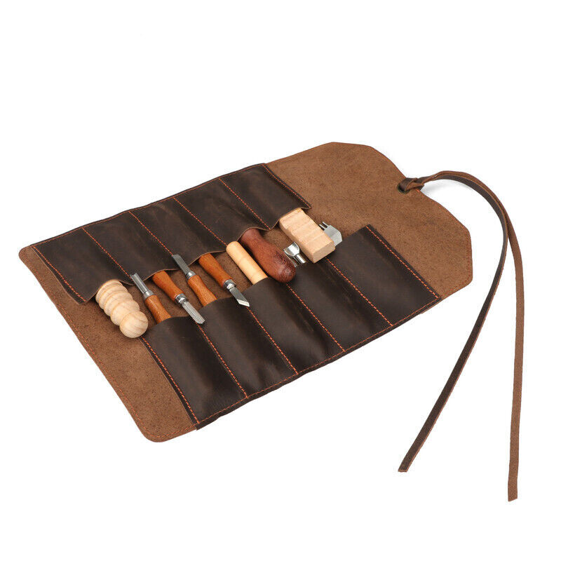 Leather Wood Carving Knives Roll Tools Organizer Knife Carrier Pouch-Xmas Gift