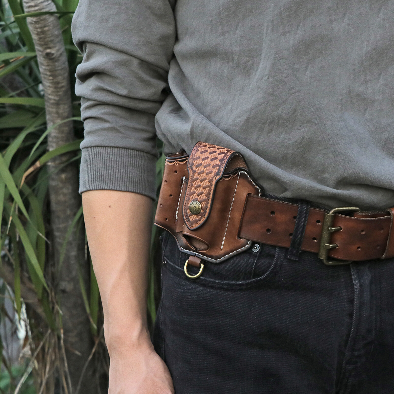 Leather 4 in 1 Knife Sheath EDC Pliers Belt Holder Pouch Multitool Case