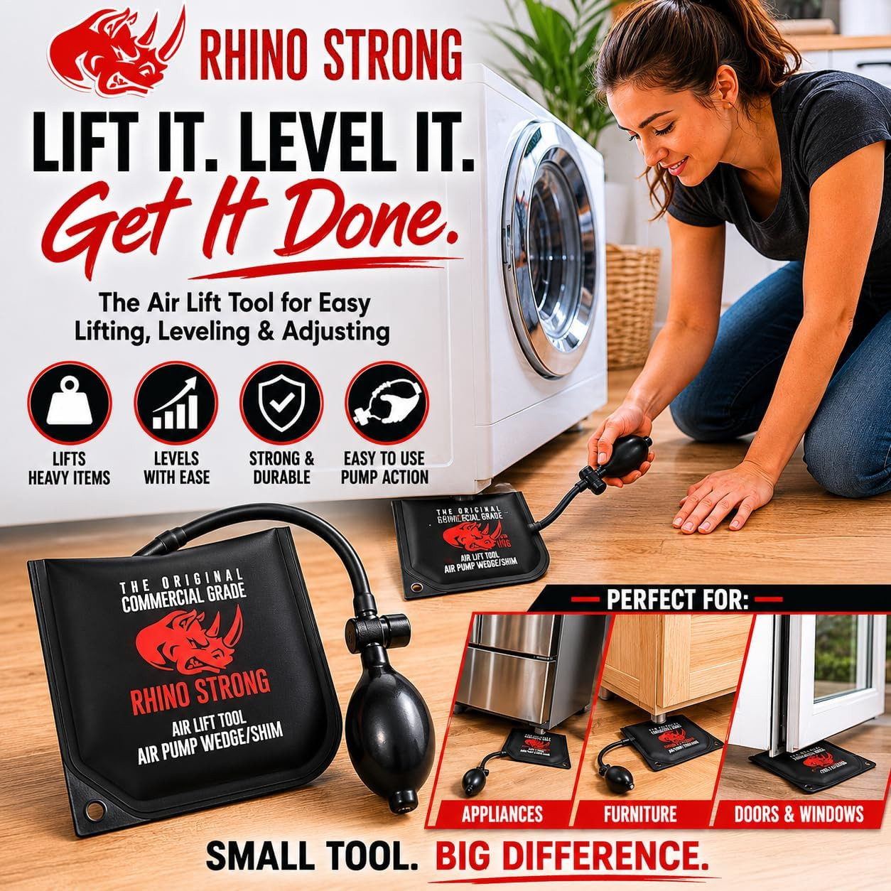 The Original Rhino Strong Commercial Grade Air Wedge Bag Pump Professional Level