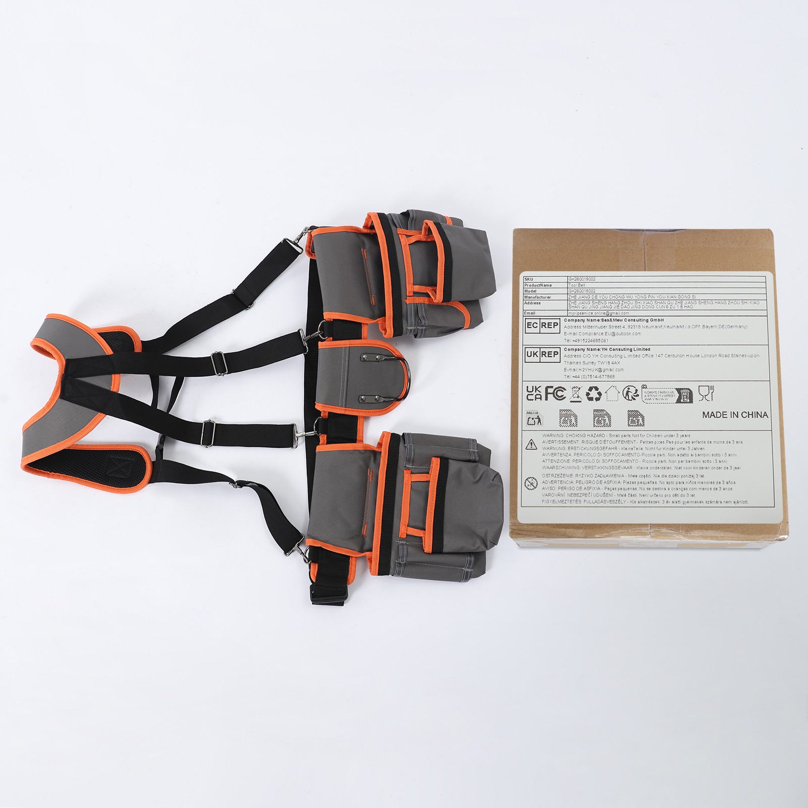 Tool Belt Tool Bag Multifunctional Waist-Mount Electrician Tool Bag w/Suspenders
