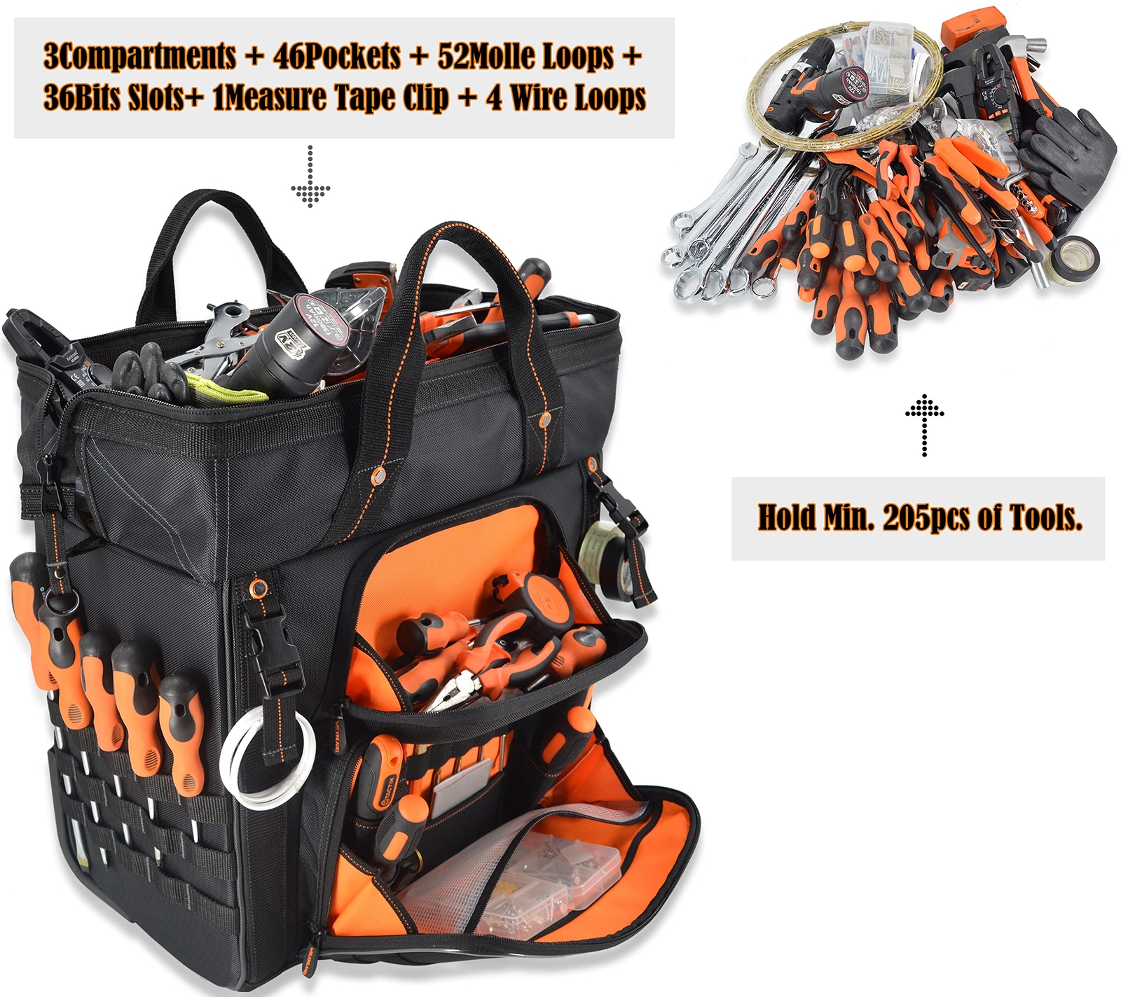 46pockets26″ Rolling Tool Bag Tool Bag With Wheels Large Tool Bag Rolling Tote B
