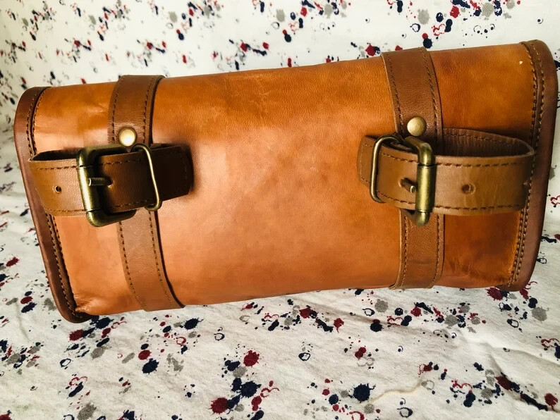 Bag Genuine Leather Vintage Motorcycle Strap Buckle Closure Tool Goat Brown Best