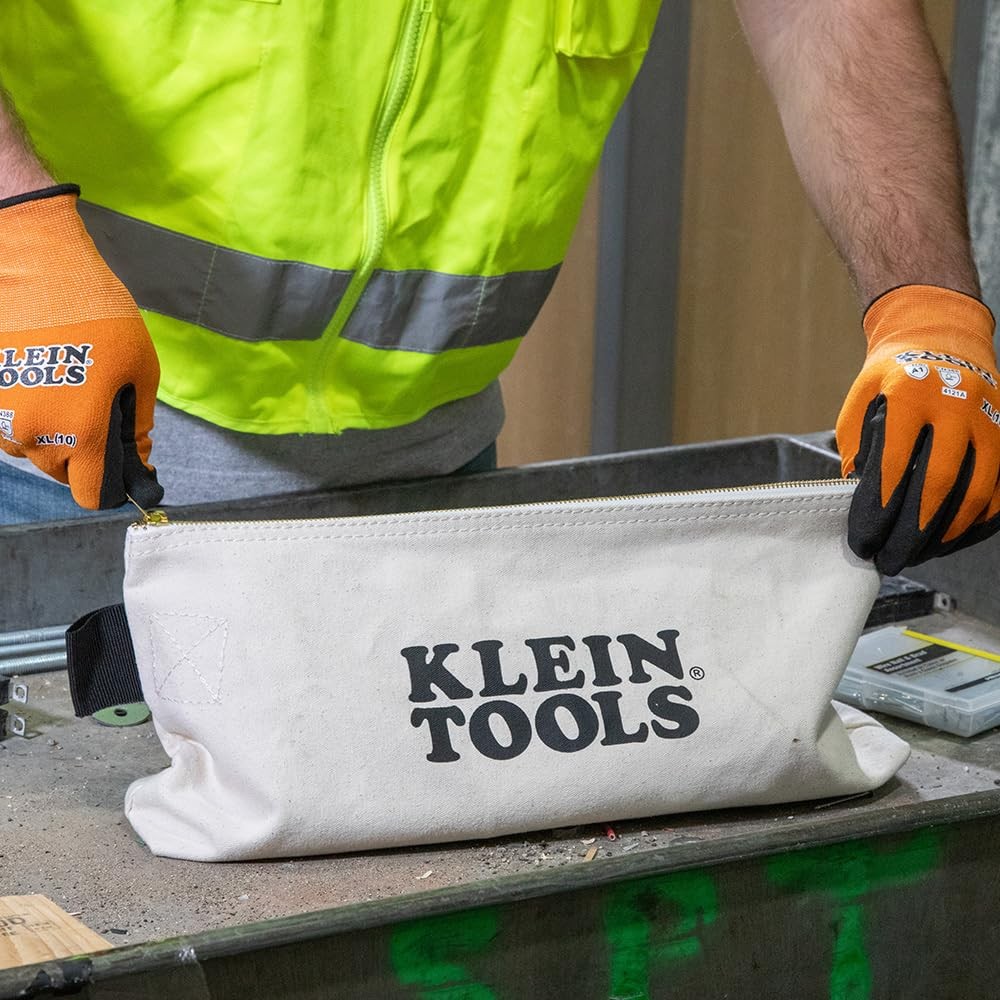 KLEIN TOOLS 62042 16Inch Zipper Bag, Extra Long, No. 10 Canvas, Heavy Duty To…