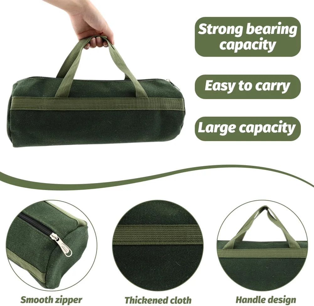 Heavy Duty Canvas Tool Bag Wide Mouth Grill Organizer Electrician Carpenter Tote