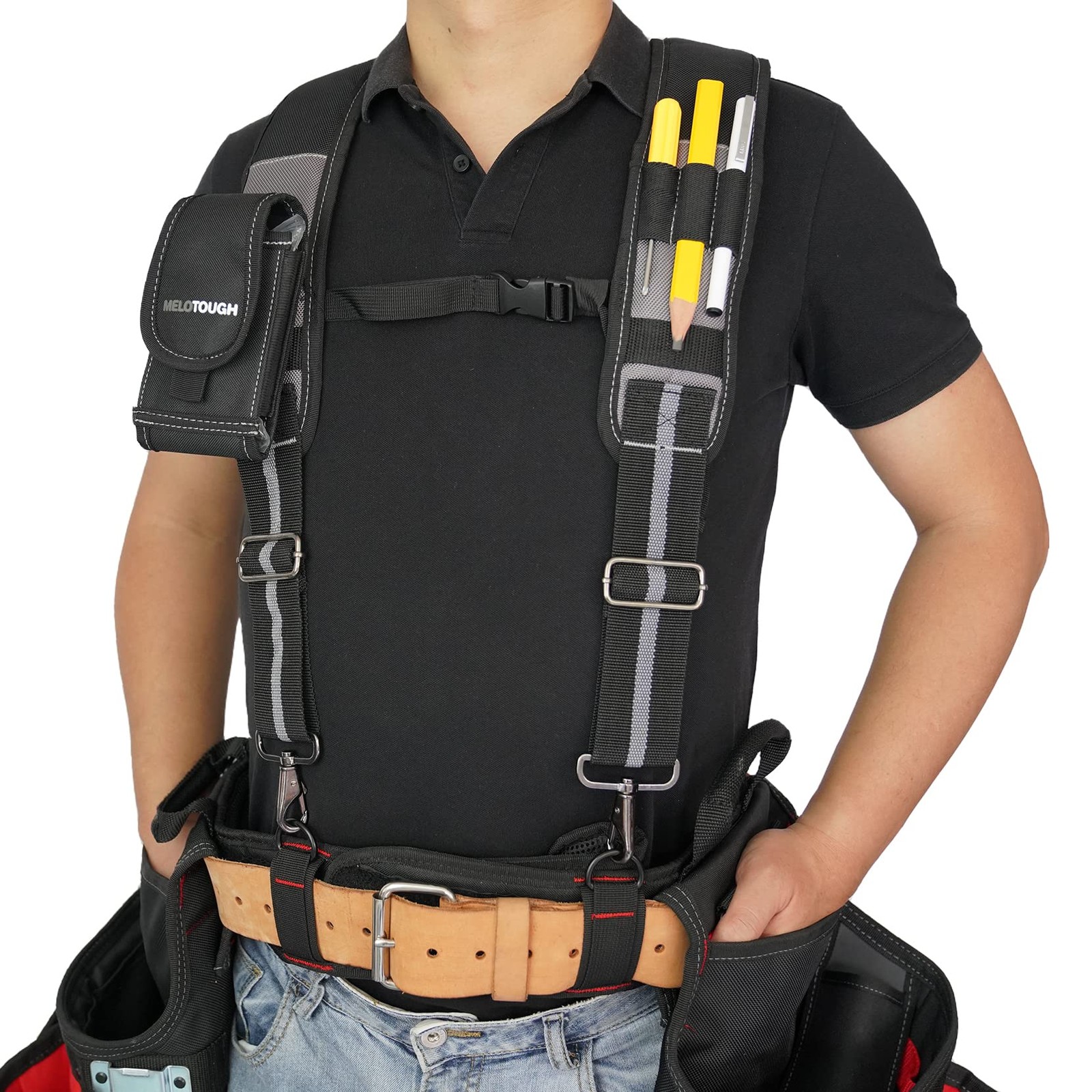 Tool Belt Suspenders Construction Work Suspenders for Men Detachable Holder C…
