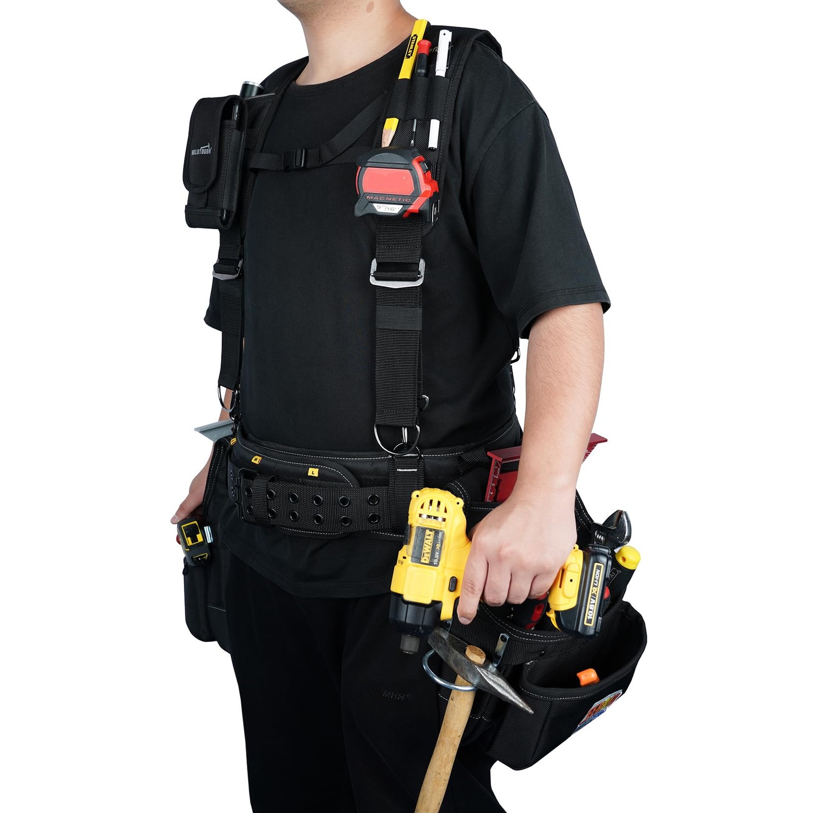MELOTOUGH Tool Belt with Suspenders Tool Bag Supenders Framers Comb Apron Tool B