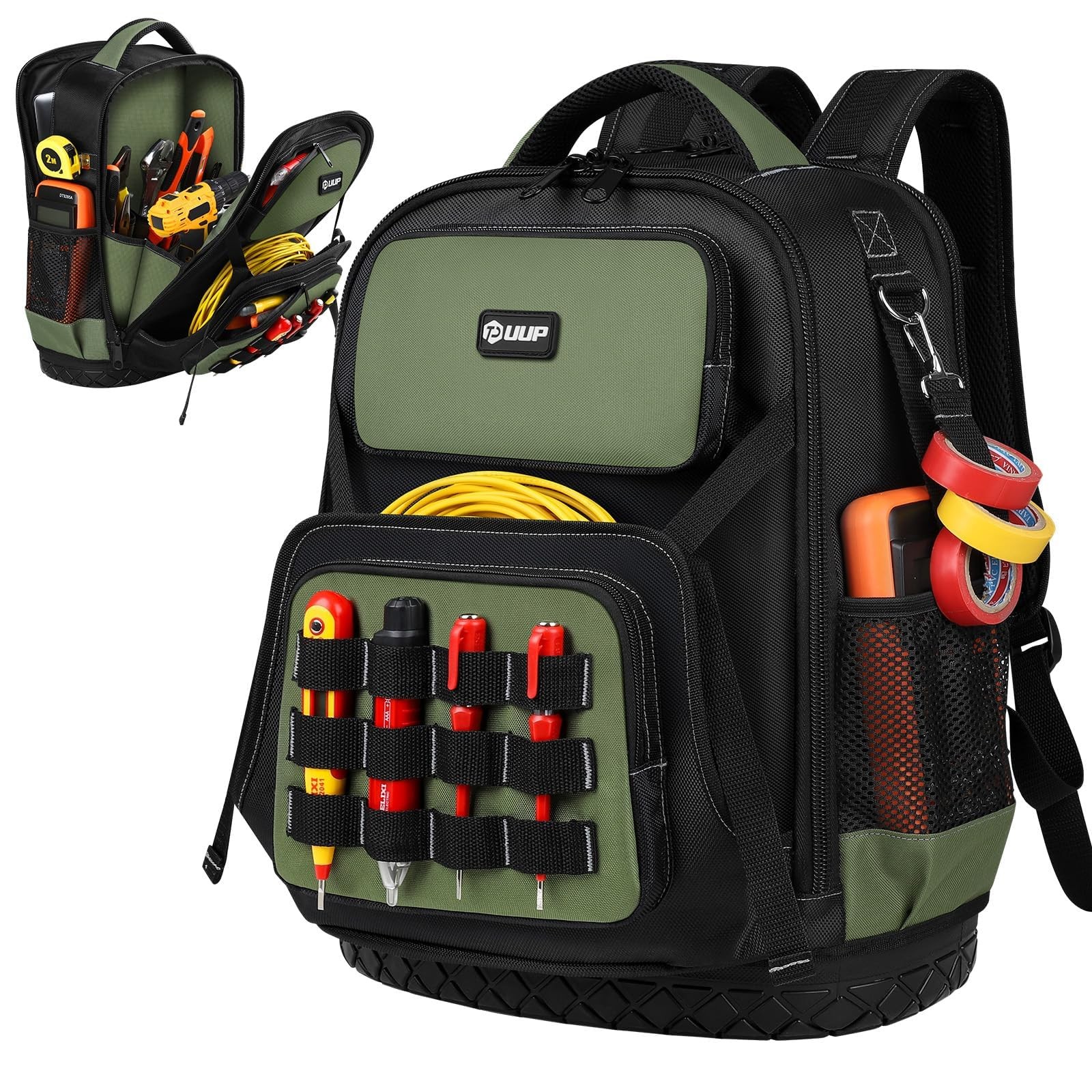 Tool Backpack, UUP Heavy Duty Bag, Large Empty Large, Black/Green