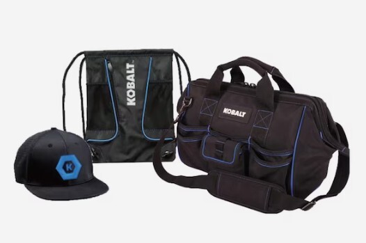 New Kobalt 16” Cargo/Tool Bag Kit With Drawstring Backpack And Adjustable Cap