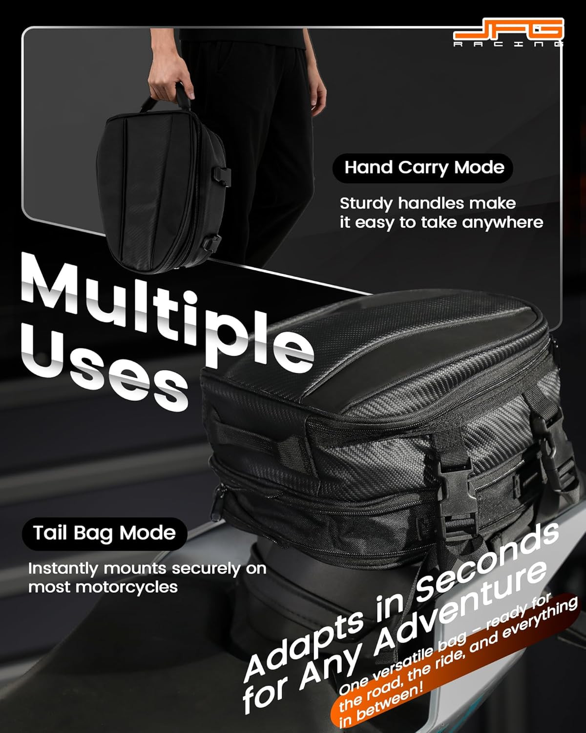 Motorcycle Tail Bag,12L Dual Use Seat Helmet Bag Backpack Universal for Motorcyc