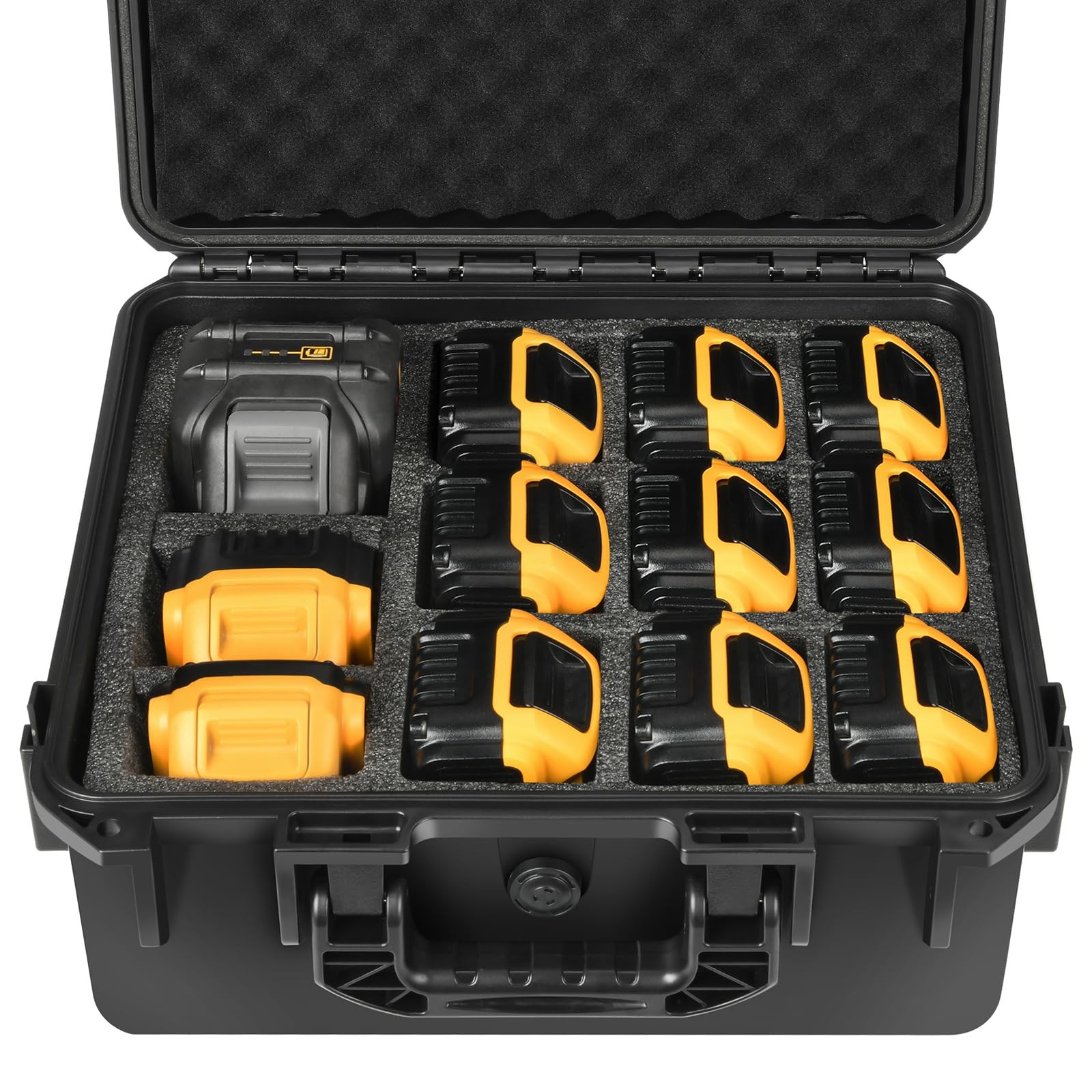 Storage Case for Dewalt Battery & Charger – Waterproof Tool Box with Foam Insert