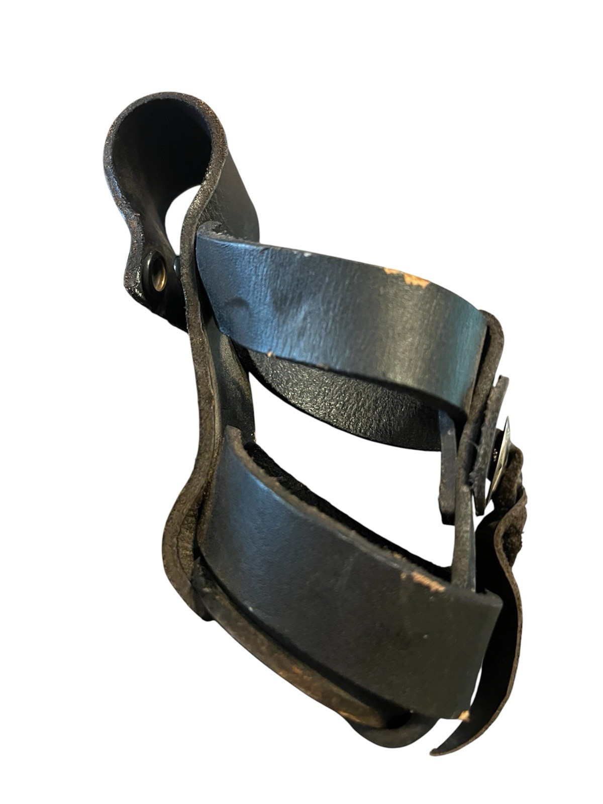 Leather Cup Holder Motorcycle Snap Buttons Black