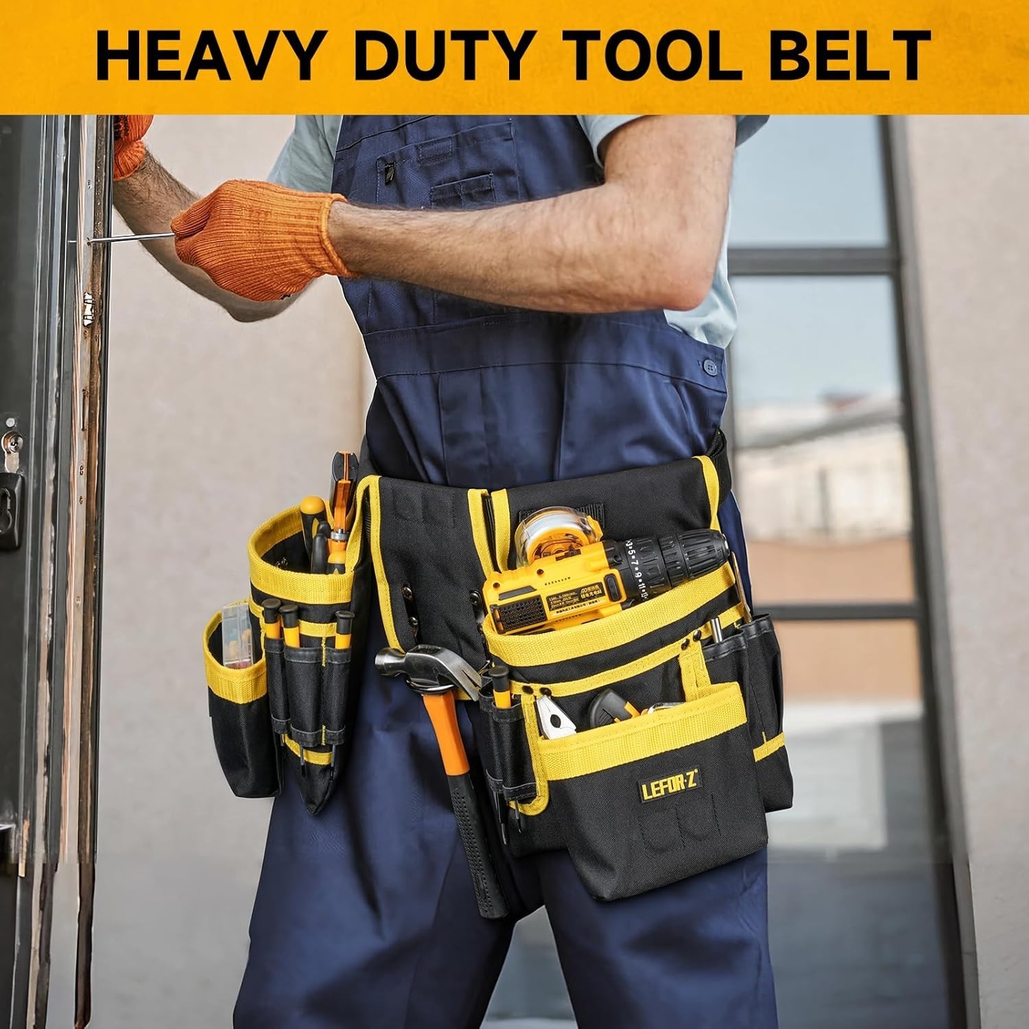 Heavy Duty 27-Pocket Tool Belt with Magnetic Pouch – Adjustable for Comfort