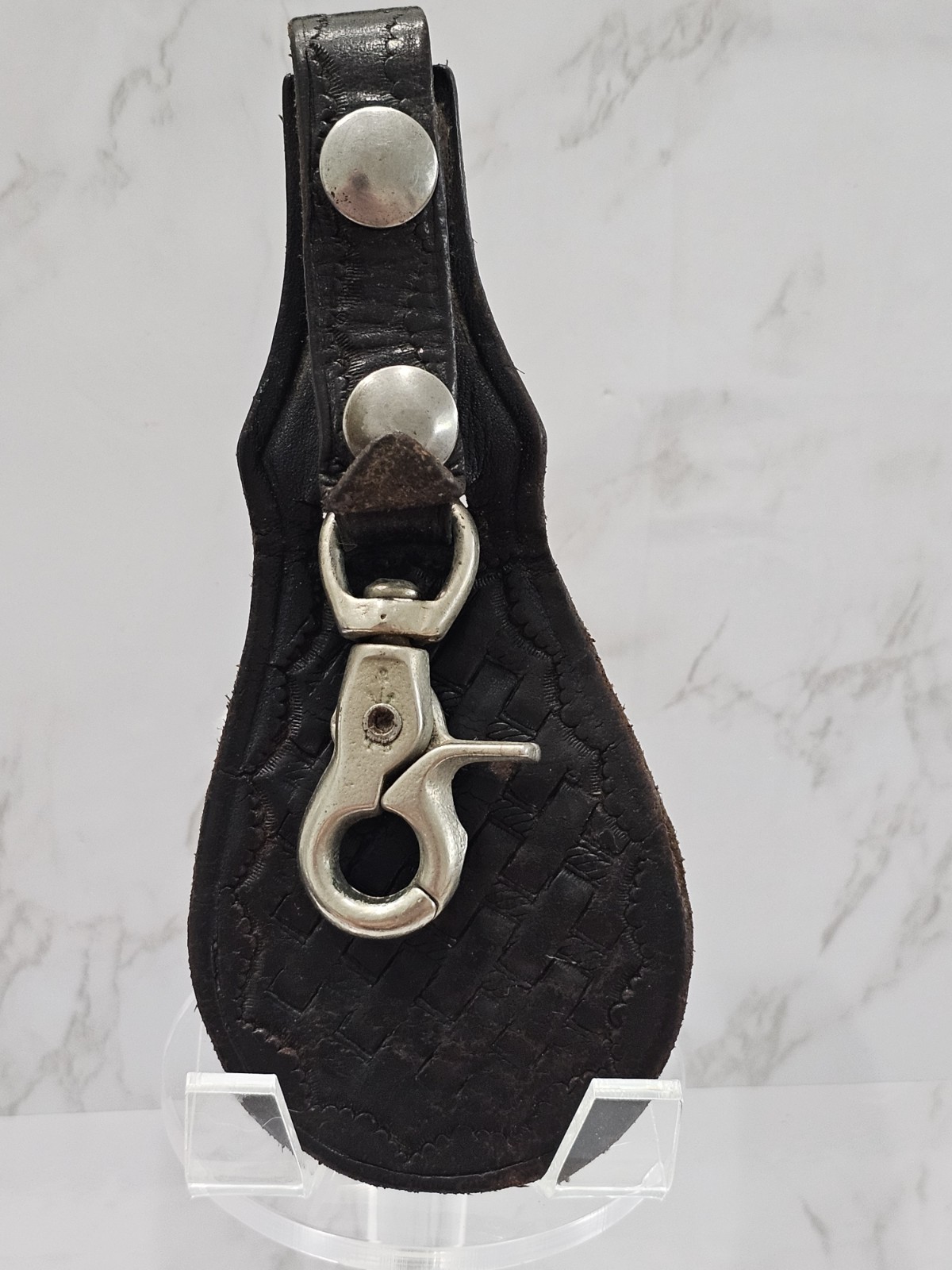 Vintage Tool Holster Leather Metal Hook Button For Belt Holster Pattern Key Ring