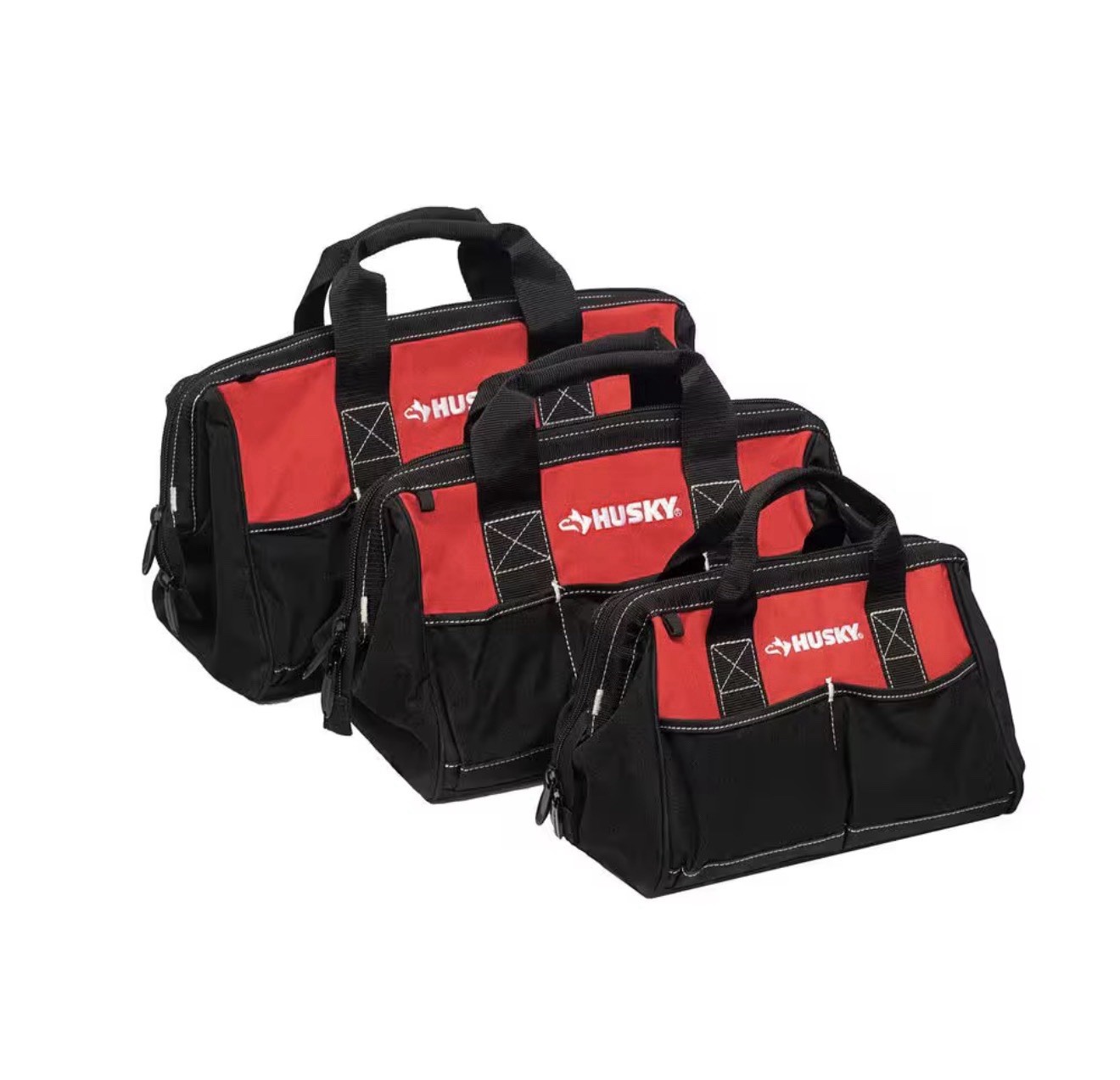 Husky 3 Tool Bag Combo Set -12 inch 15 Inch and 18 inch Bags Water Resistant
