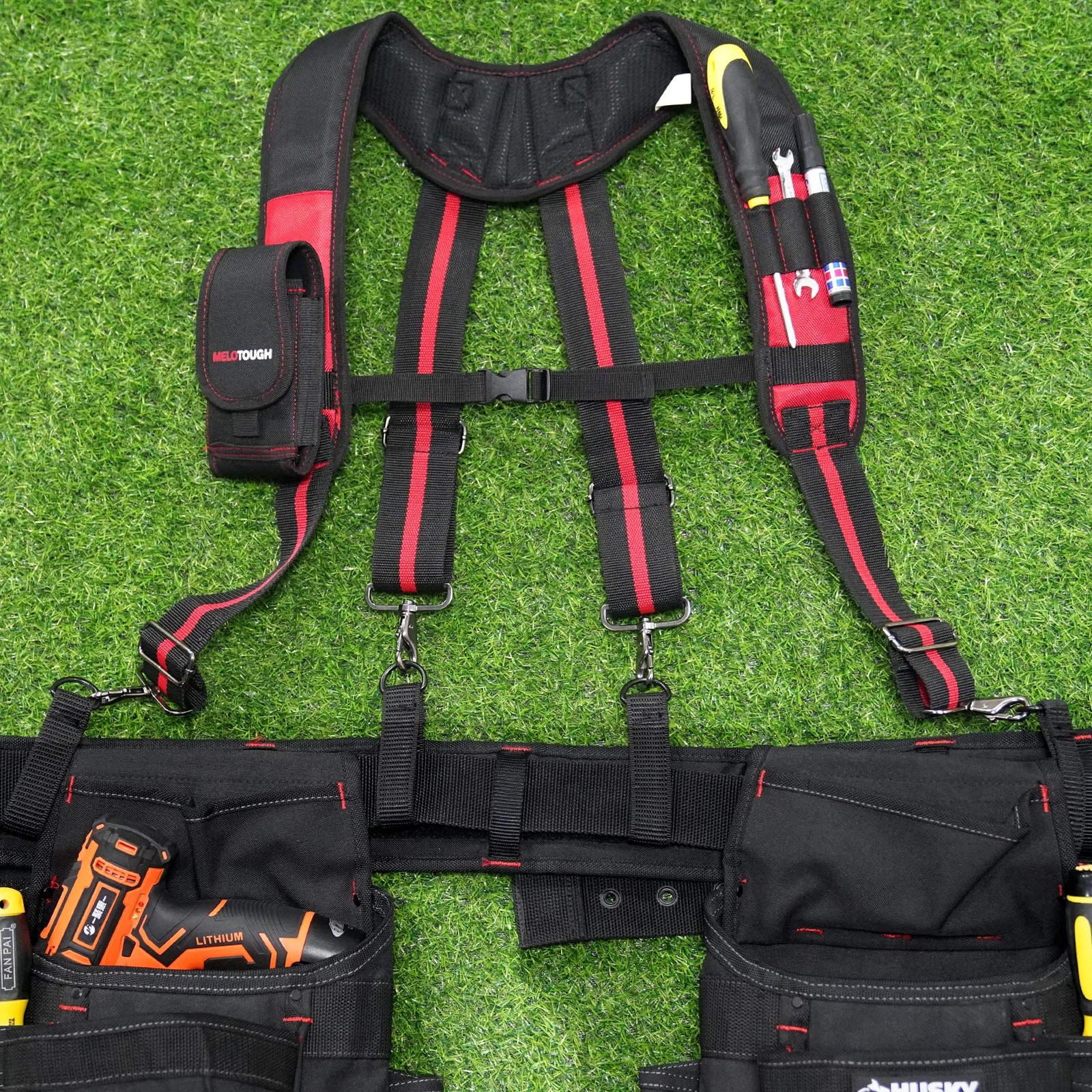 MELOTOUGH Tool Belt Suspenders Construction Work Suspenders with detachable p…
