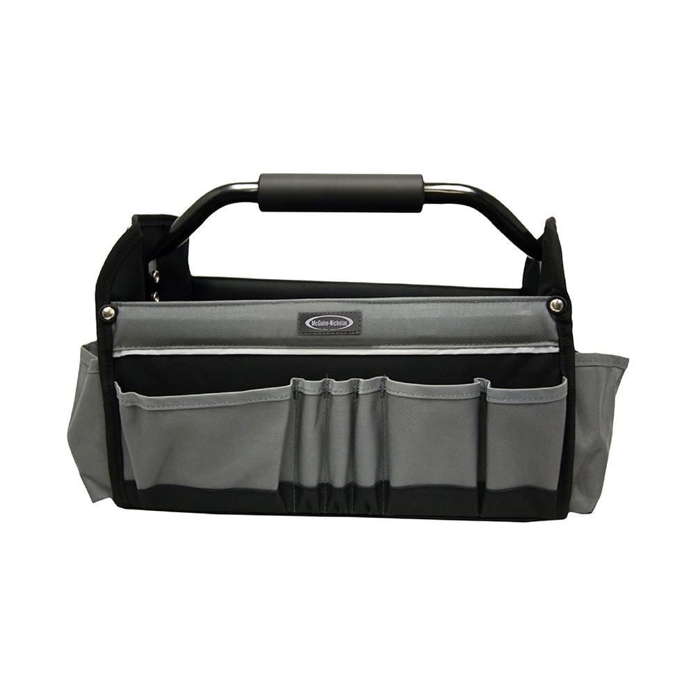 15″ Collapsible Tool Tote, Grey and Black Tool Tote Bag, 22015