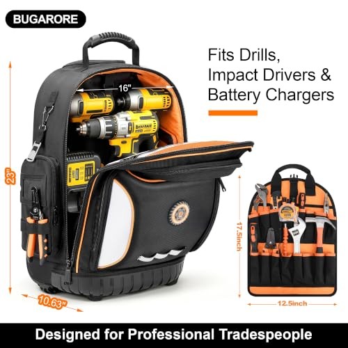 Rolling Tool Backpack 75 Pocket Lock Combo