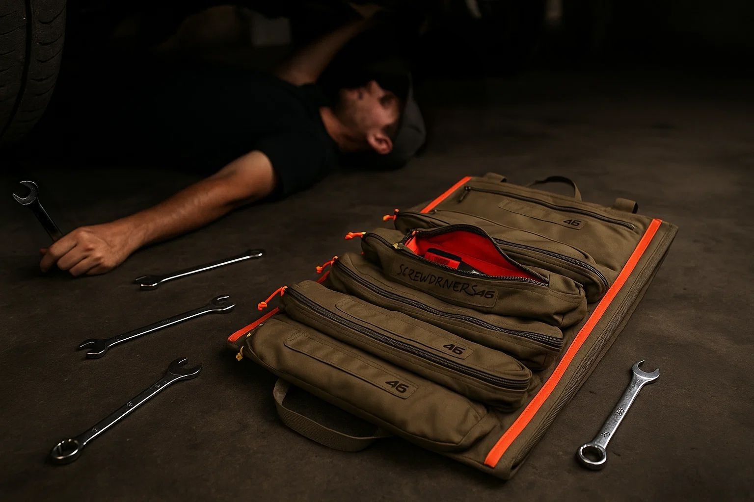 Atlas 46 Yorktown Tool Roll® SAE – Medium Size Coyote/Orange