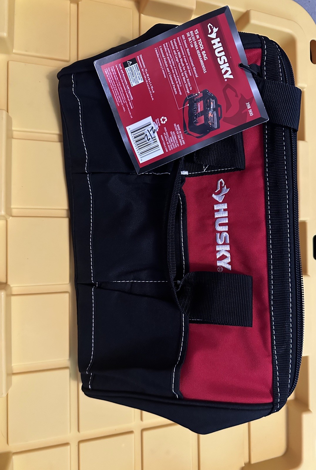 Husky 15 in. Heavy Duty 8 Pocket Zipper Zippered Storage Utility Tool Bag