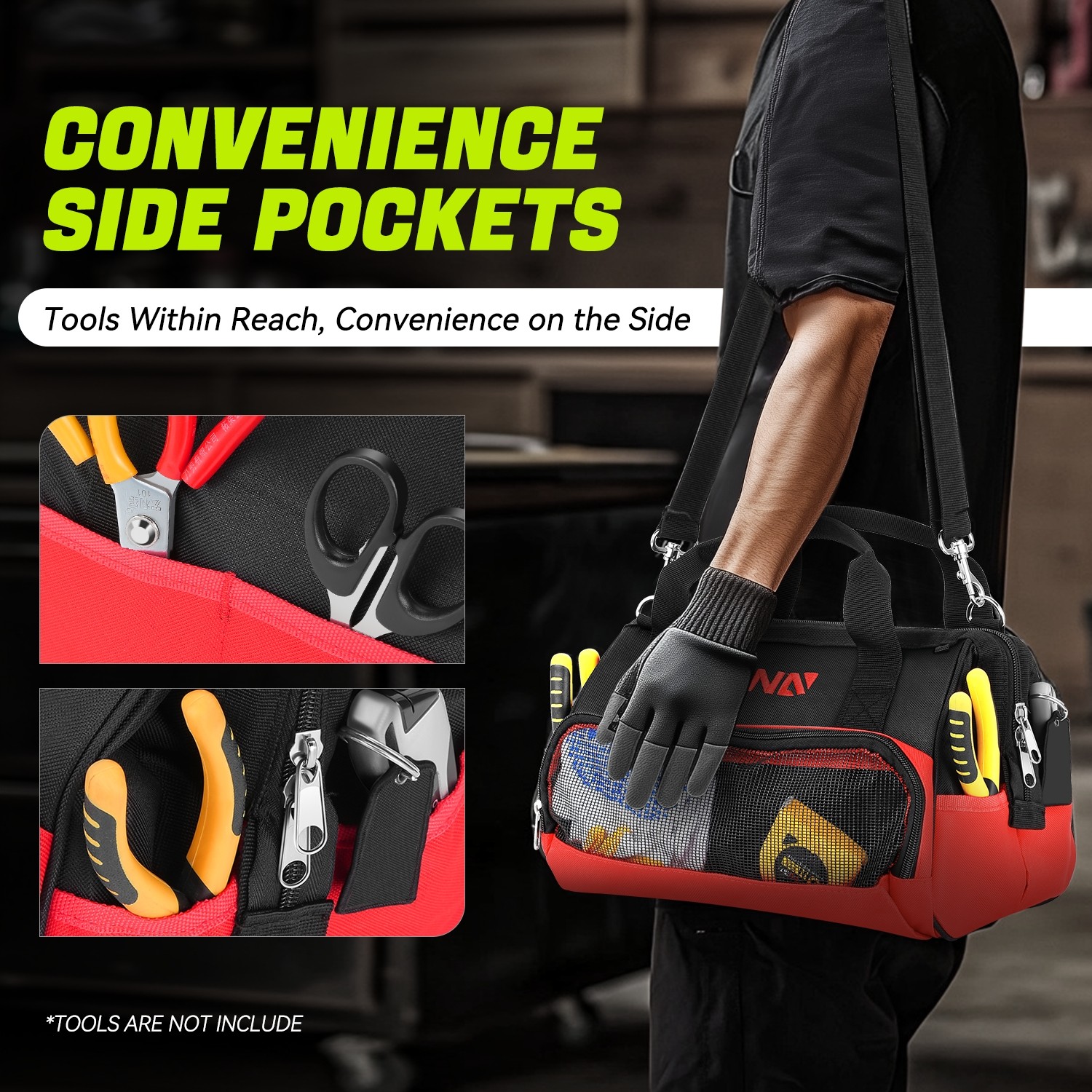 12.2″x7.8″x9.4″ Red 600 Denier Oxford Waterproof Bag w/Adjustable Shoulder Strap