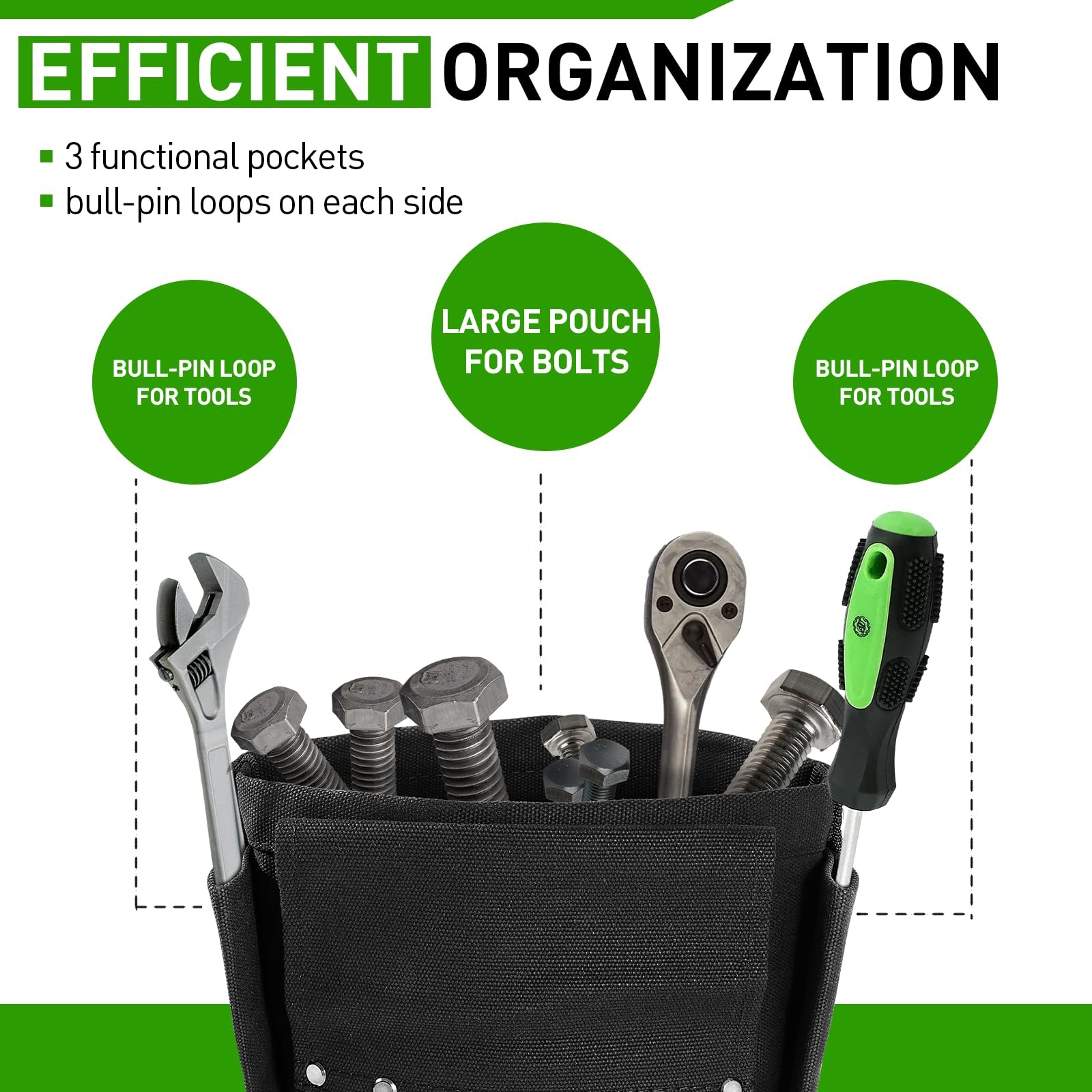 5x10x9in Tool Bag for Bolt and Storage, Flame Resistant Canvas Black