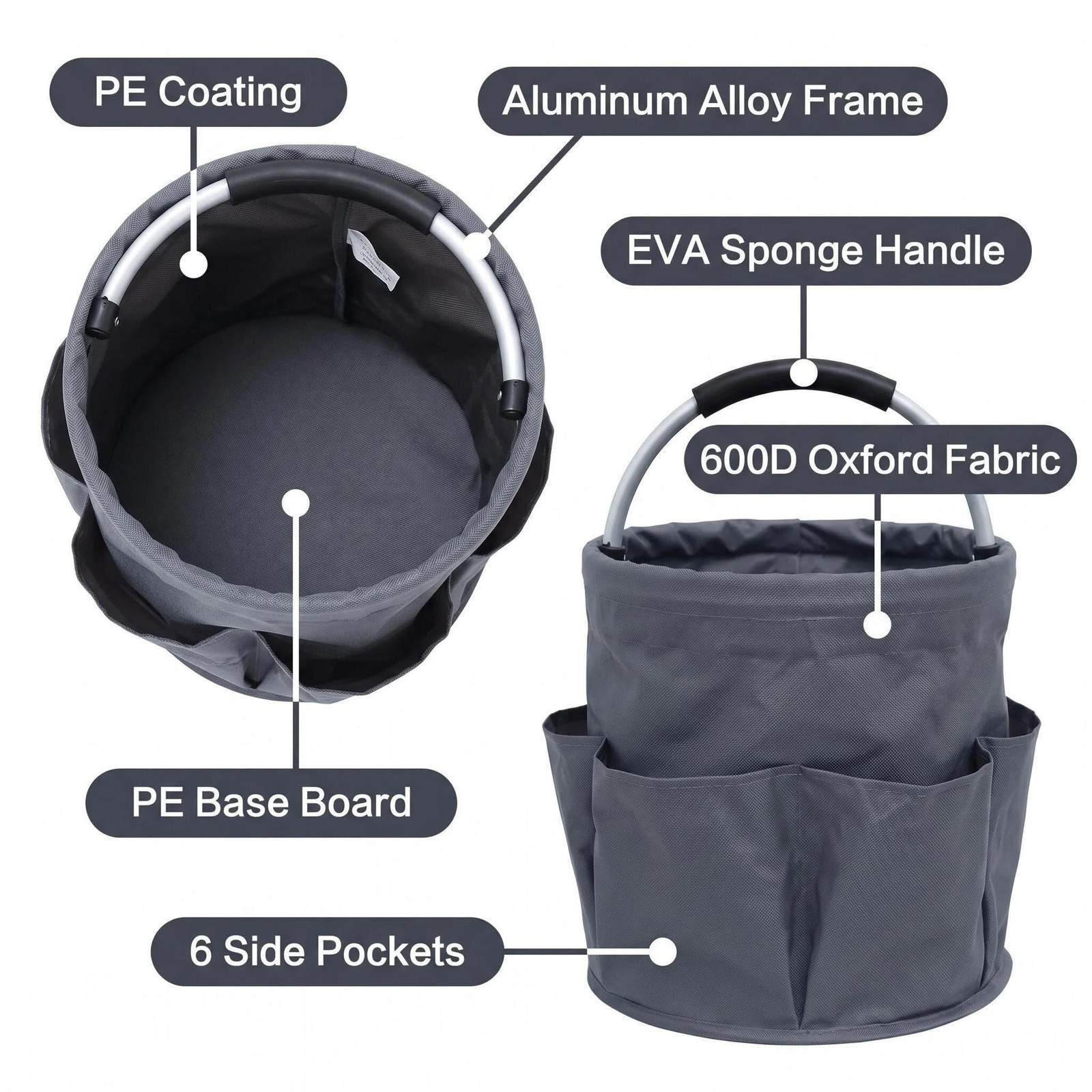 Cleaning caddy with Handle,17L Foldable collapsible bucket 600D Oxford Fabric…