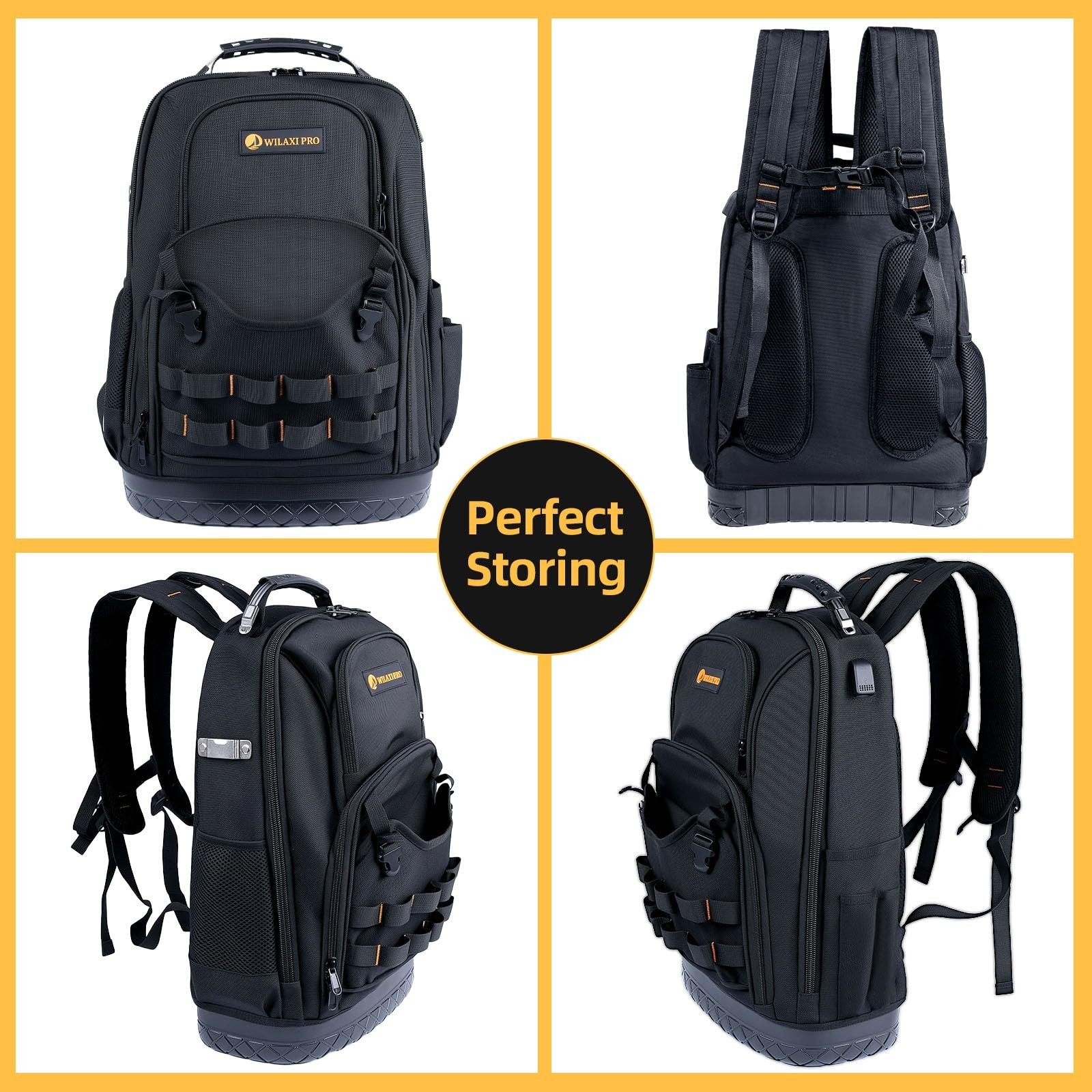Heavy Duty Tool Backpack, Waterproof Oxford Fabric, 19″ Large Capacity, 44 Pocke