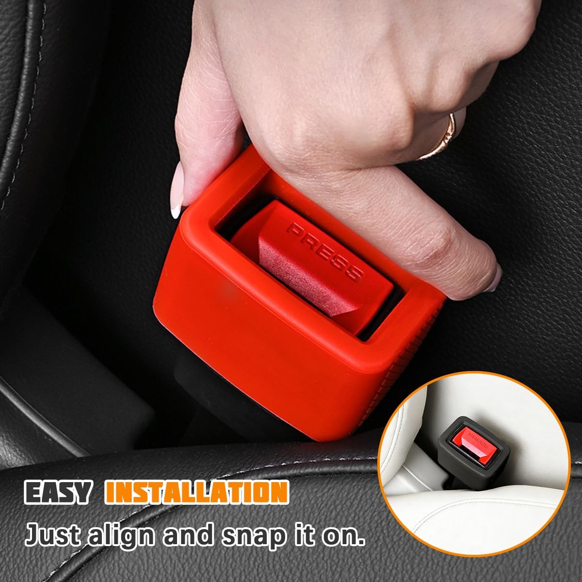 Ywdiml 2PCS Car Seat Belt Buckle Holder, Silicone Easy Access Vehicle Black