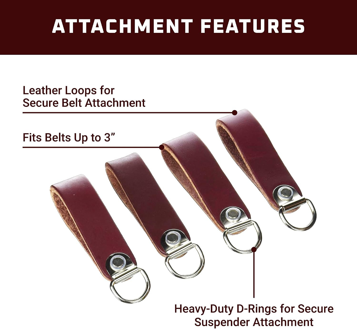 Suspender Loop Attachment Set – Fits up to a 3″ Work Belt – Made in USA