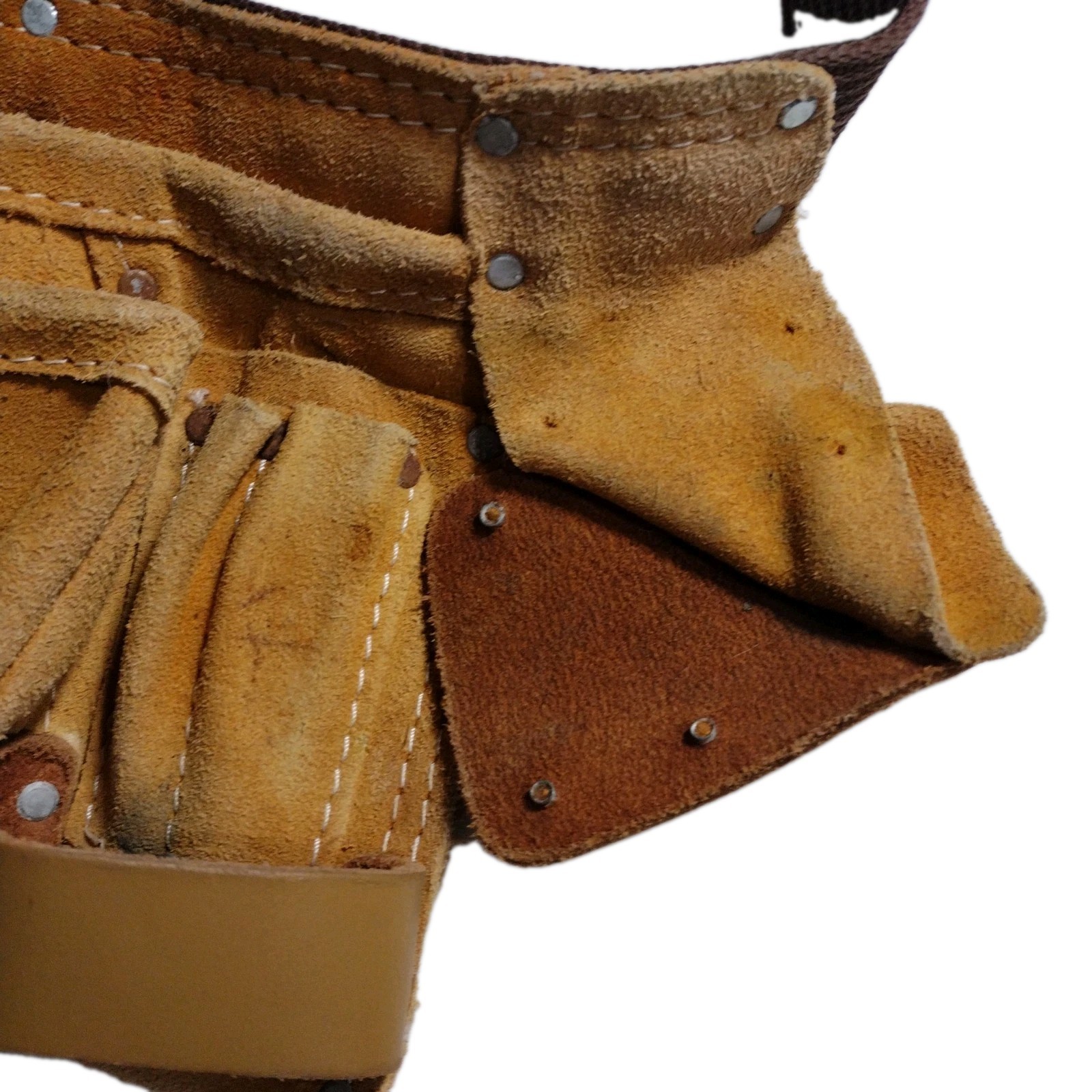 Suede Leather Heavy Duty Tool Belt Adjustable Multi-Pockets Split Design Gold