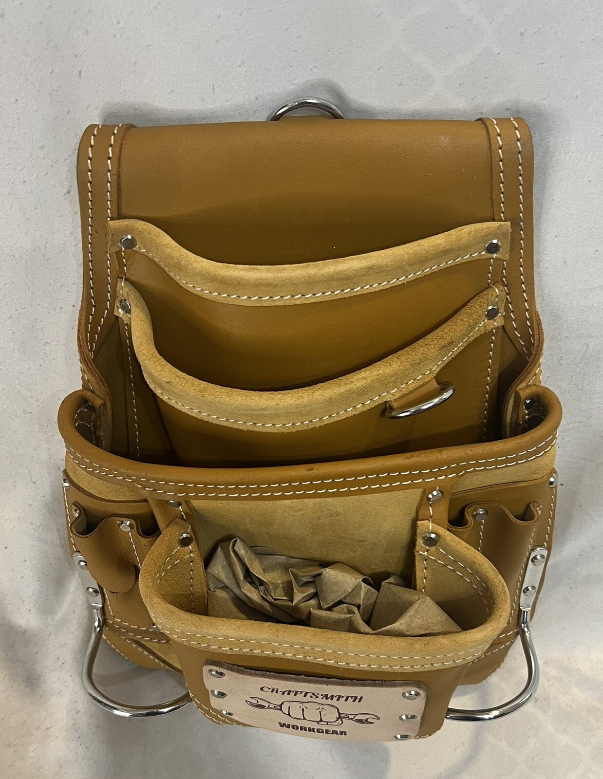 10 Pocket Oil Tan Leather Tool Pouch & Free Hammer Holder | Framer | Carpenter