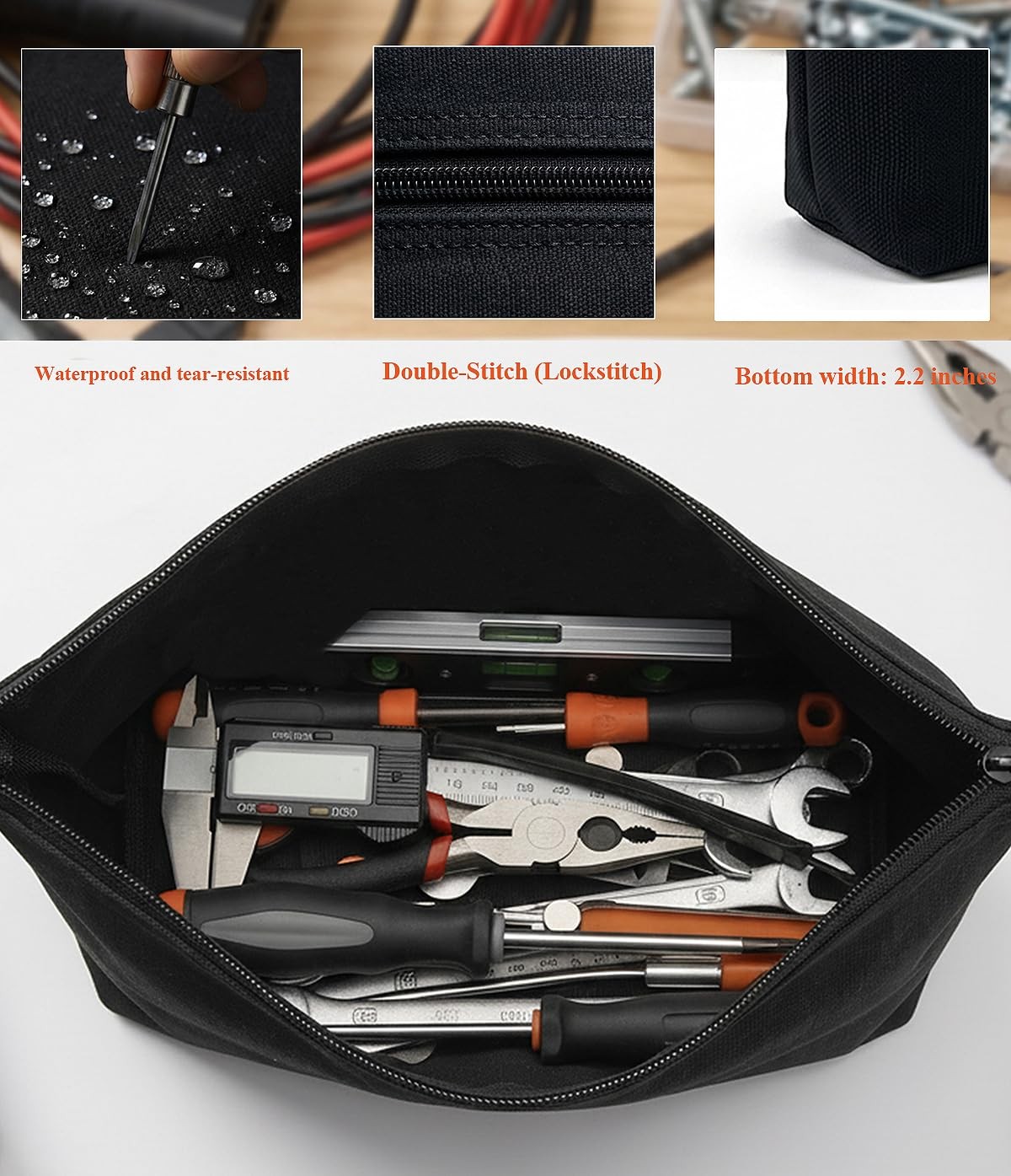 Heavy Duty Canvas Tool Pouch, Multi-Purpose Zipper Utility Bag, Durable Stora…