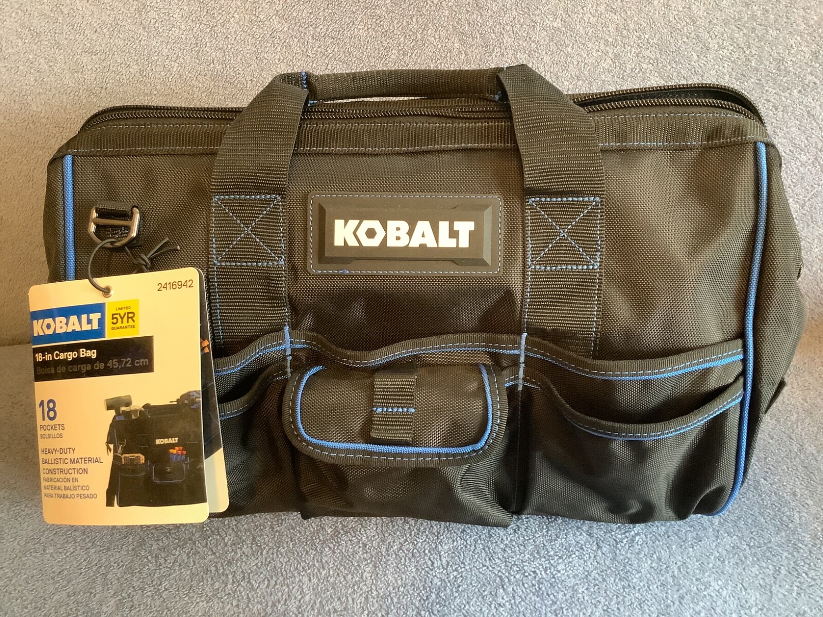 Kobalt Polyester 18″ Cargo / Tool / Craft Bag 18 Pockets Heavy Duty New Tags