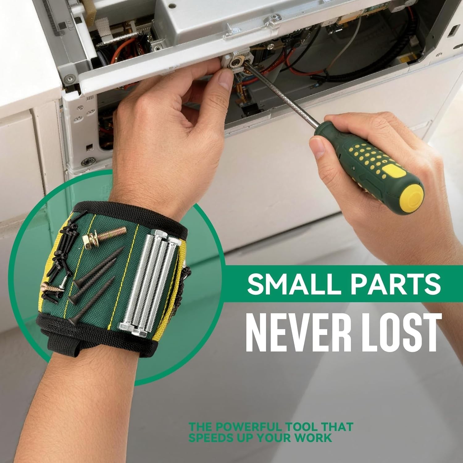 Heavy-Duty Magnetic Tool Wristband with 3 LED Flashlights – Perfect Gift for Men