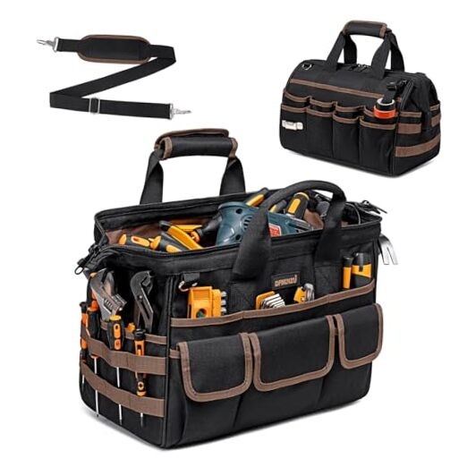 16.5-Inch Heavy Duty Tool Bags for Men, 34-Pockets Large Tool Bag with