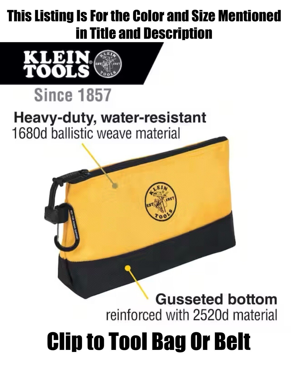 Klein Tools Ballistic Weave Heavy Duty Bag W/ Carabiners Green Wrench Size