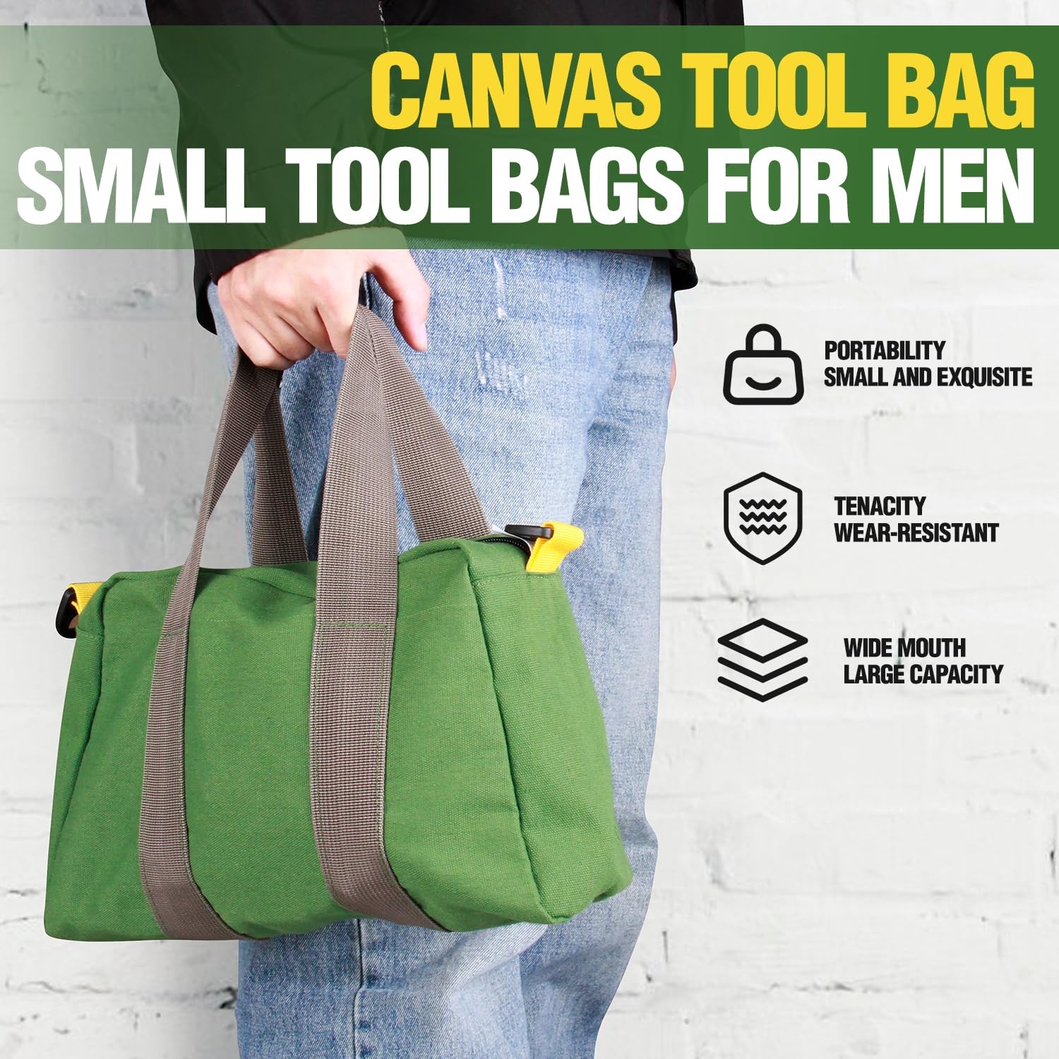 Small Tool Bag, Canvas Tool Storage Bag, Large Capacity Multipurpose Zipper S…