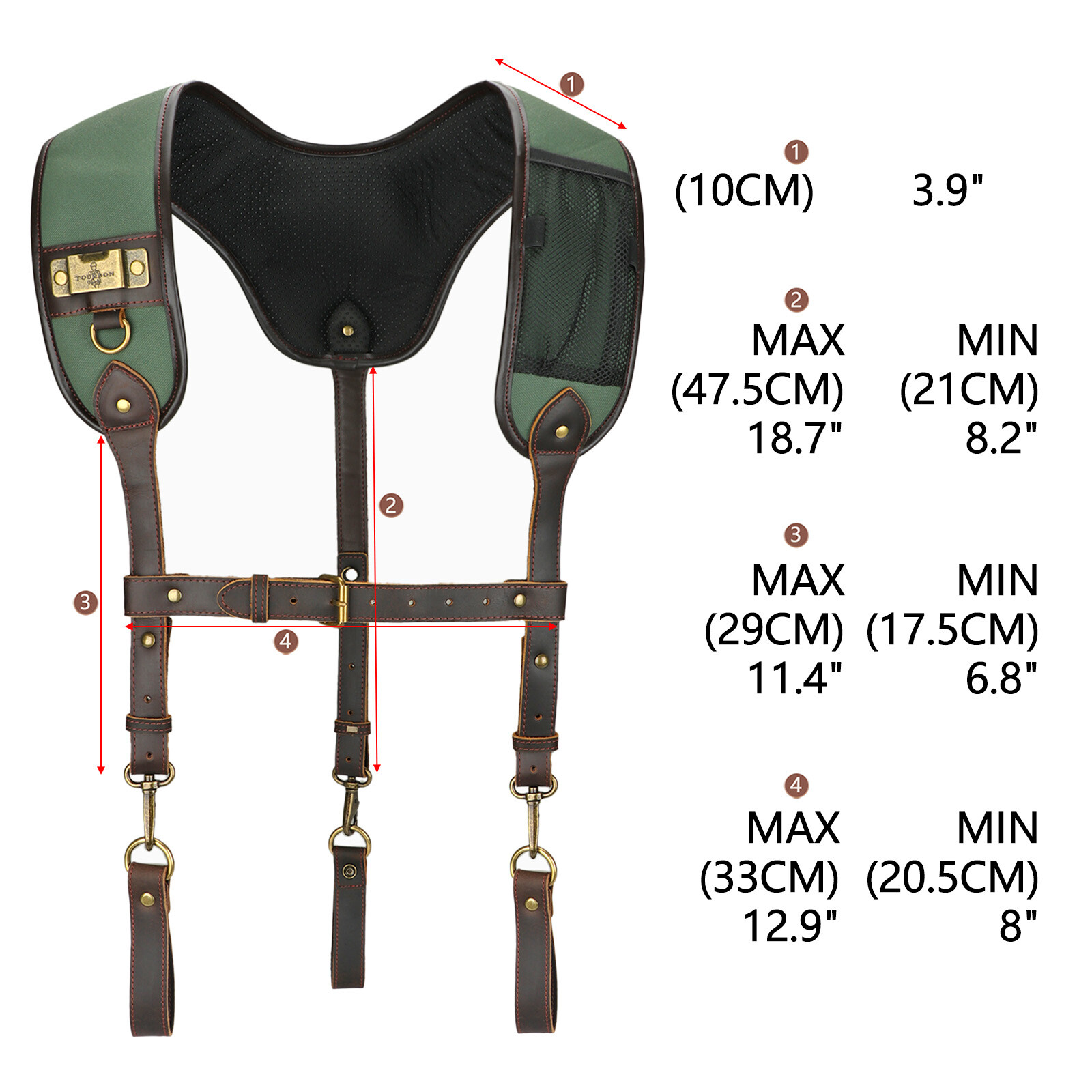TOURBON Heavy Duty Tools Harness Suspenders Carpenter Rig Belt Contractor Strap