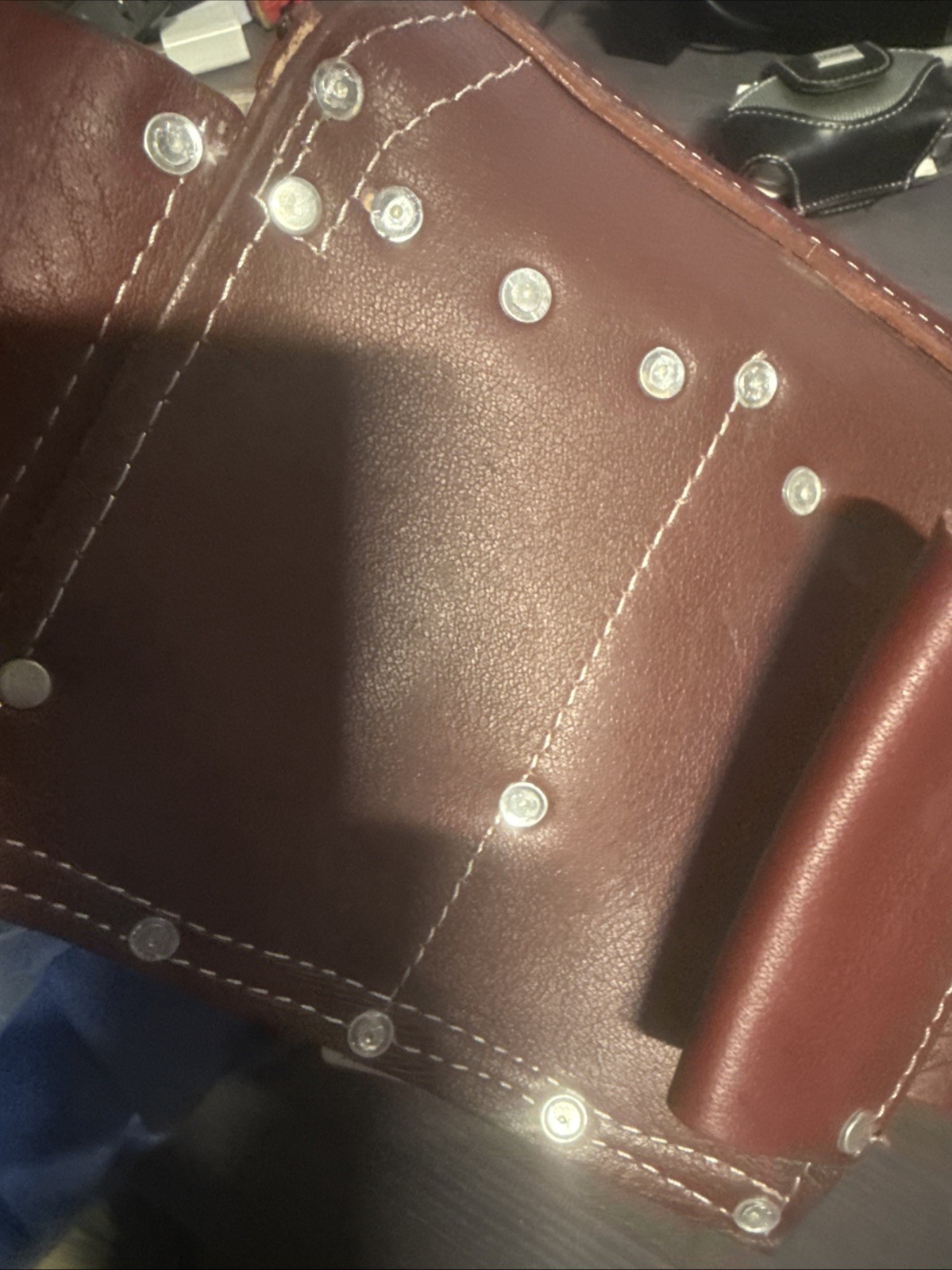 FUERI Leather Tool Belt Pouch Replacement Carpenter Nail Bag Maroon NEW