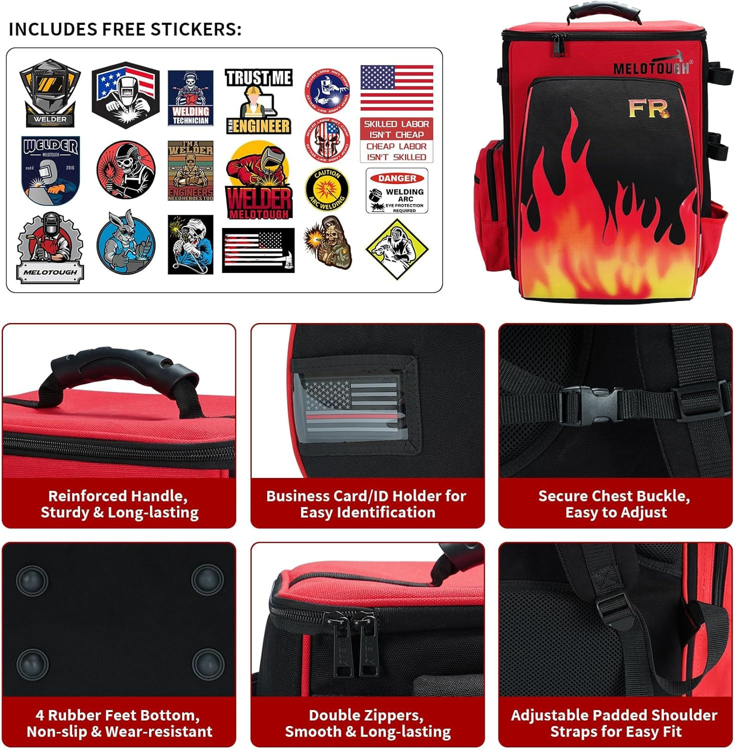Welding Backpack Fire – Resistant Fabric 32.56L Large Capacity Welding Bag for T