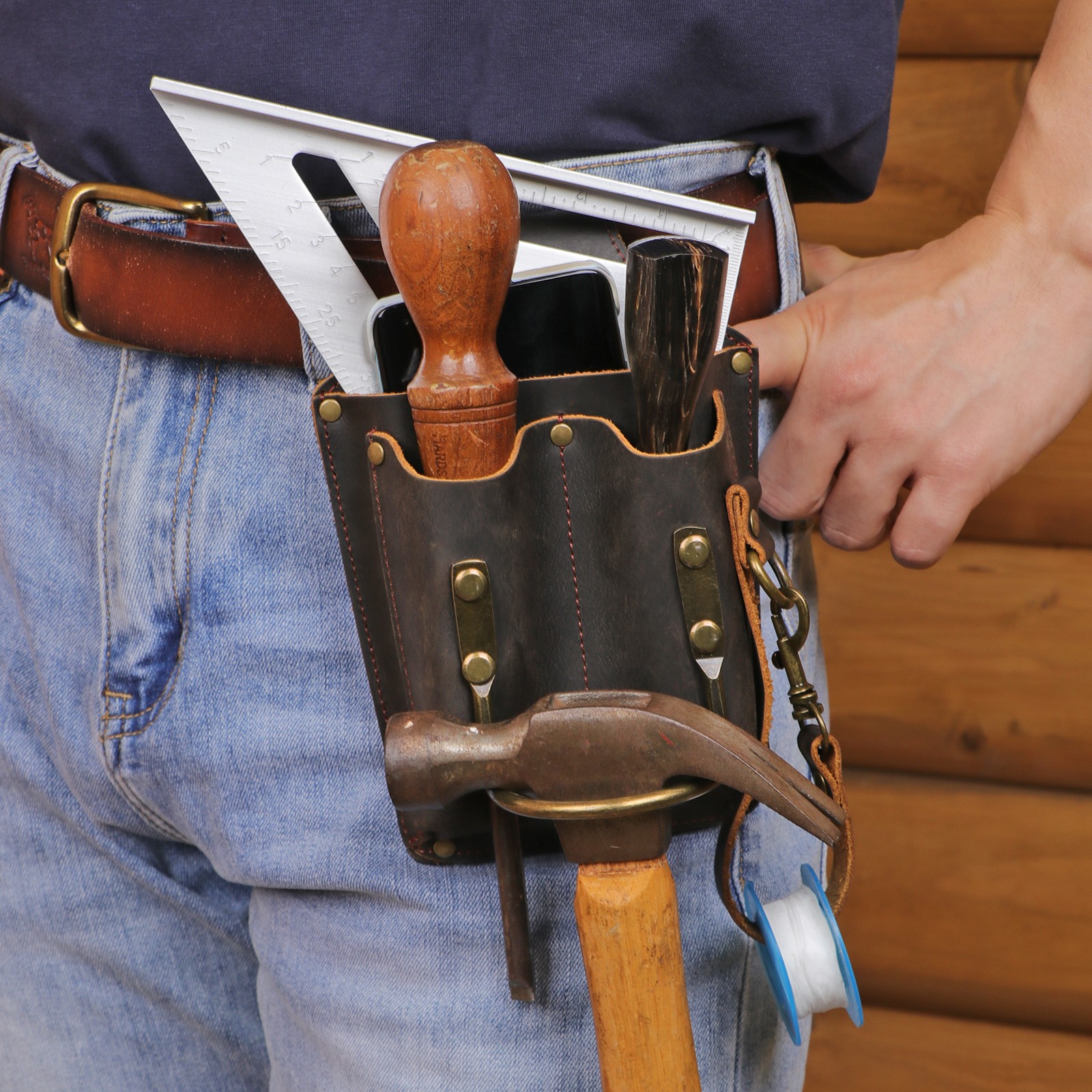 Tourbon Electrician Carpenters Tool Holder Tape Thong Pouch 5 in 1 Belt Holster