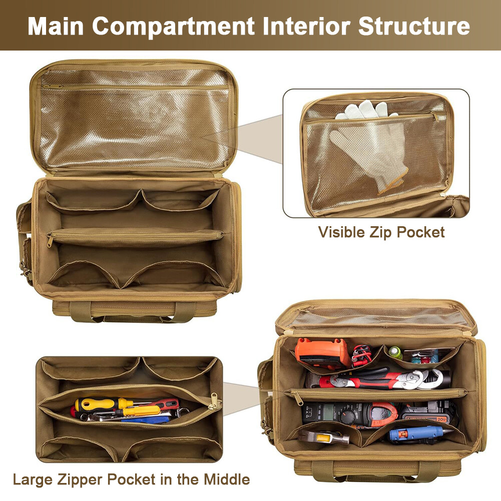 14 Inch Heavy Duty Tool Bag with 5 Pockets Tool Tote Bag for Multi-Purpose Work
