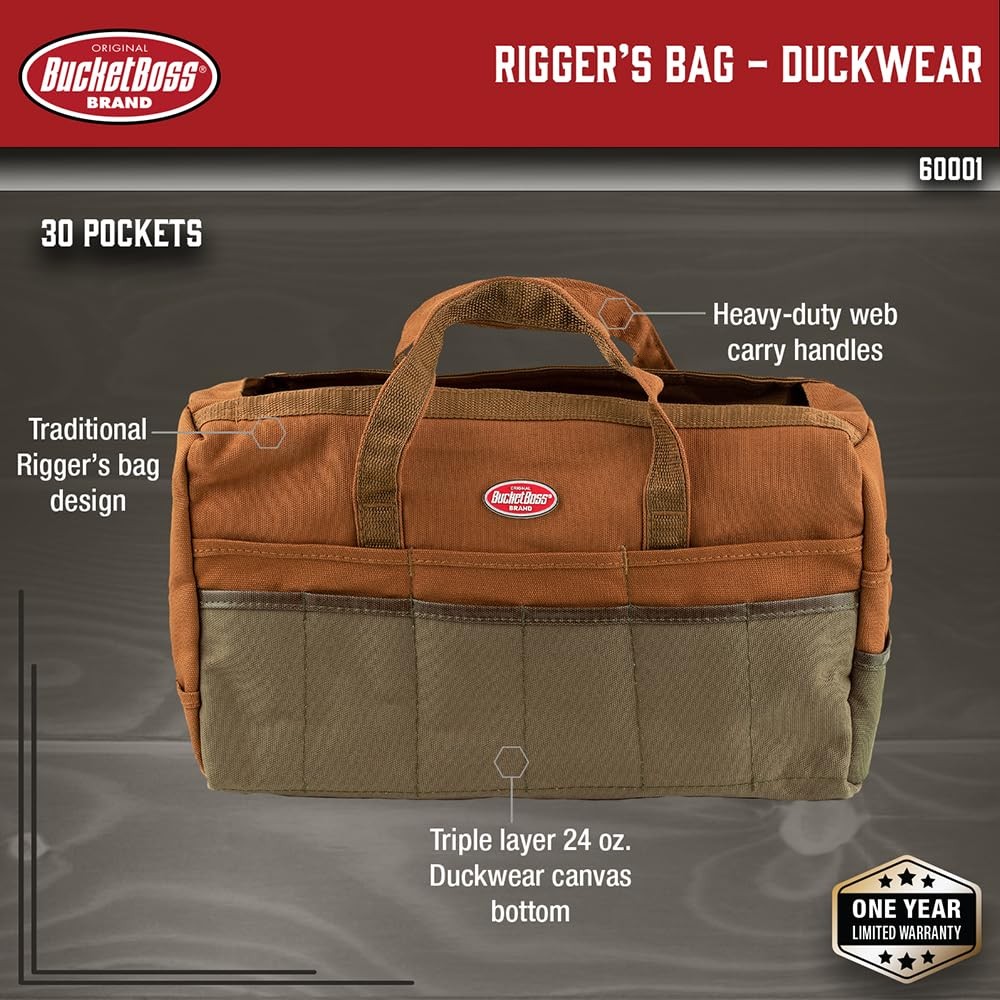 Bucket Boss – Riggers Bag – Duckwear Tool Bags – Original Series 60001 Brown