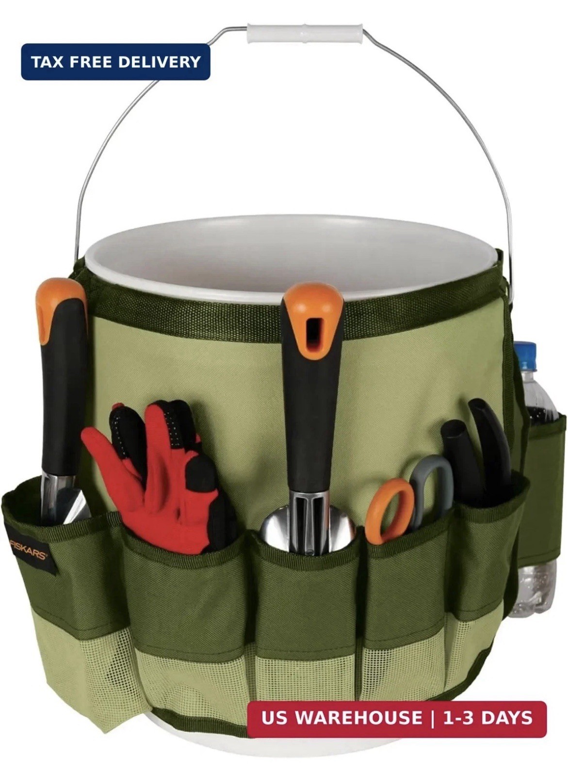 Fiskars Garden Bucket Tool Caddy Green 12.5” x 36”
