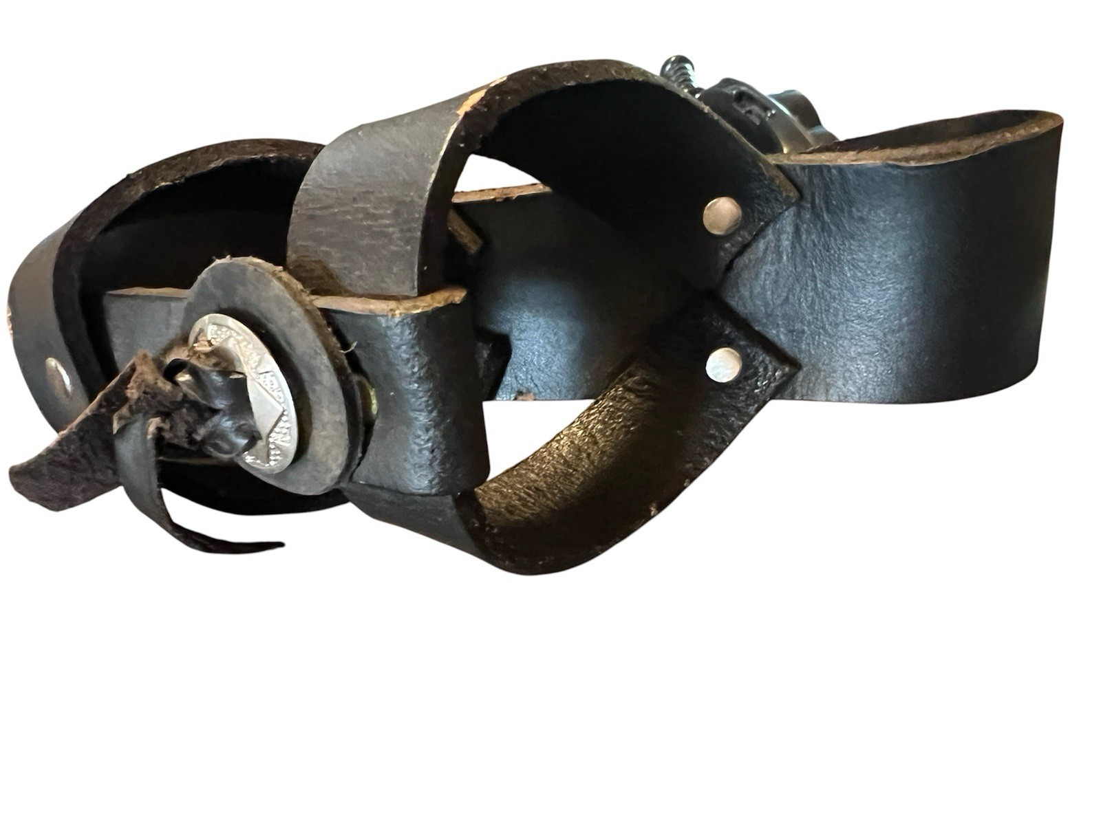 Leather Cup Holder Motorcycle Snap Buttons Black