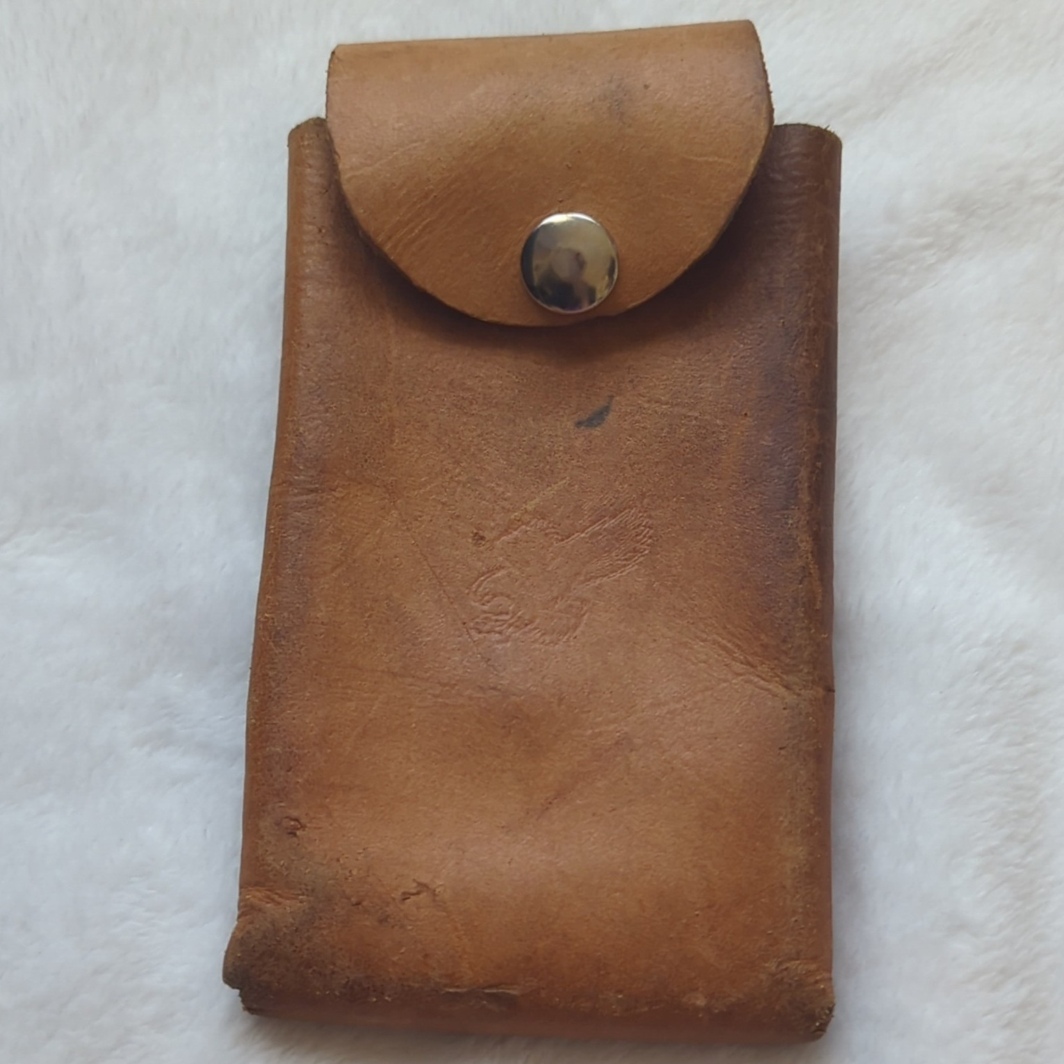 Brown Leather Tool Pouch Holster w/ Metal Belt Clip & Snap Closure, 1pc